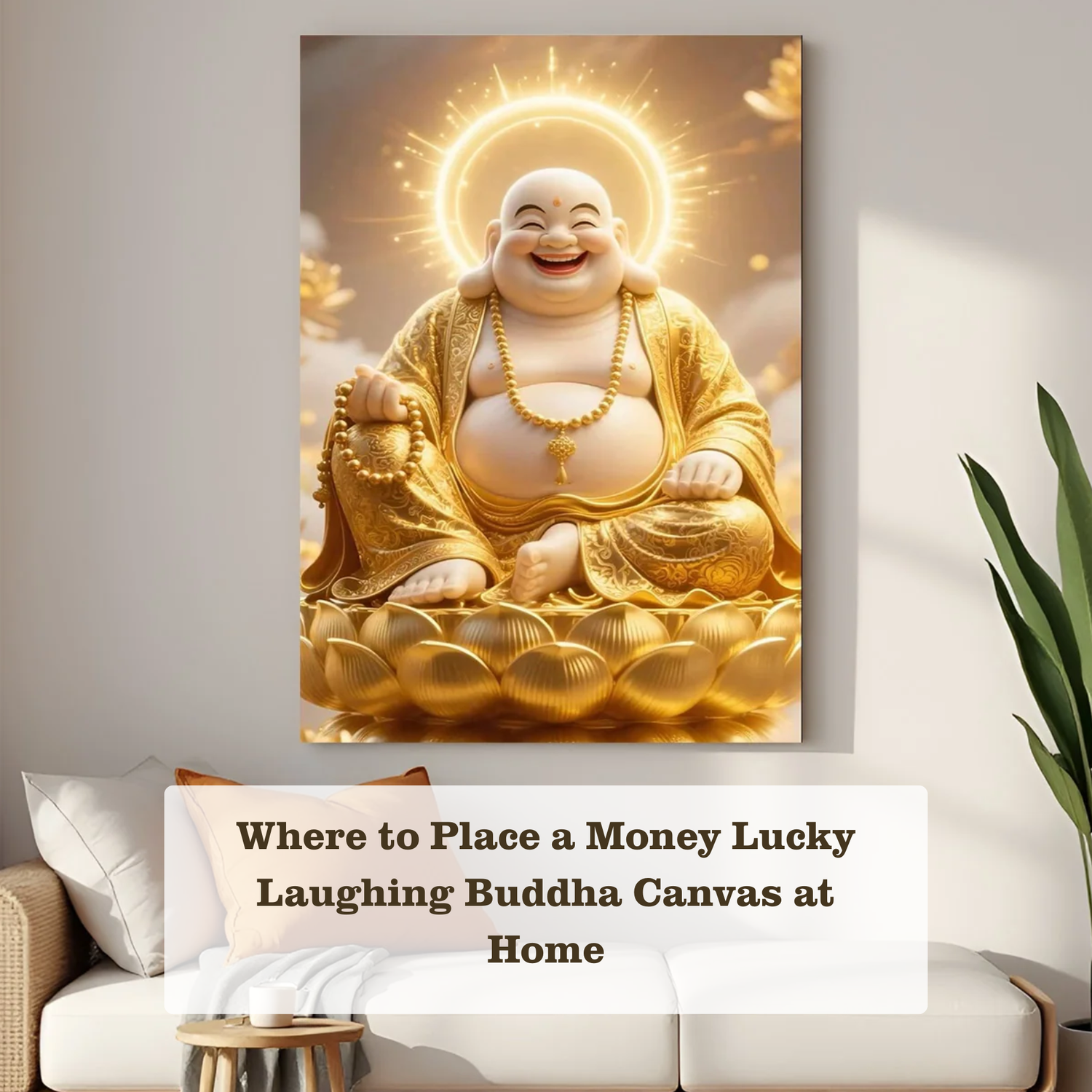 Where to Place a Money Lucky Laughing Buddha Canvas at Home for Good Fortune