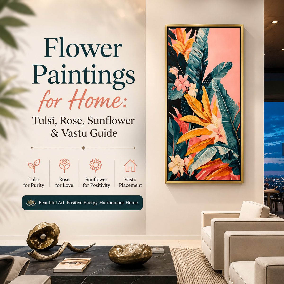 Flower Paintings for Home: Tulsi, Rose, Sunflower & Vastu Guide