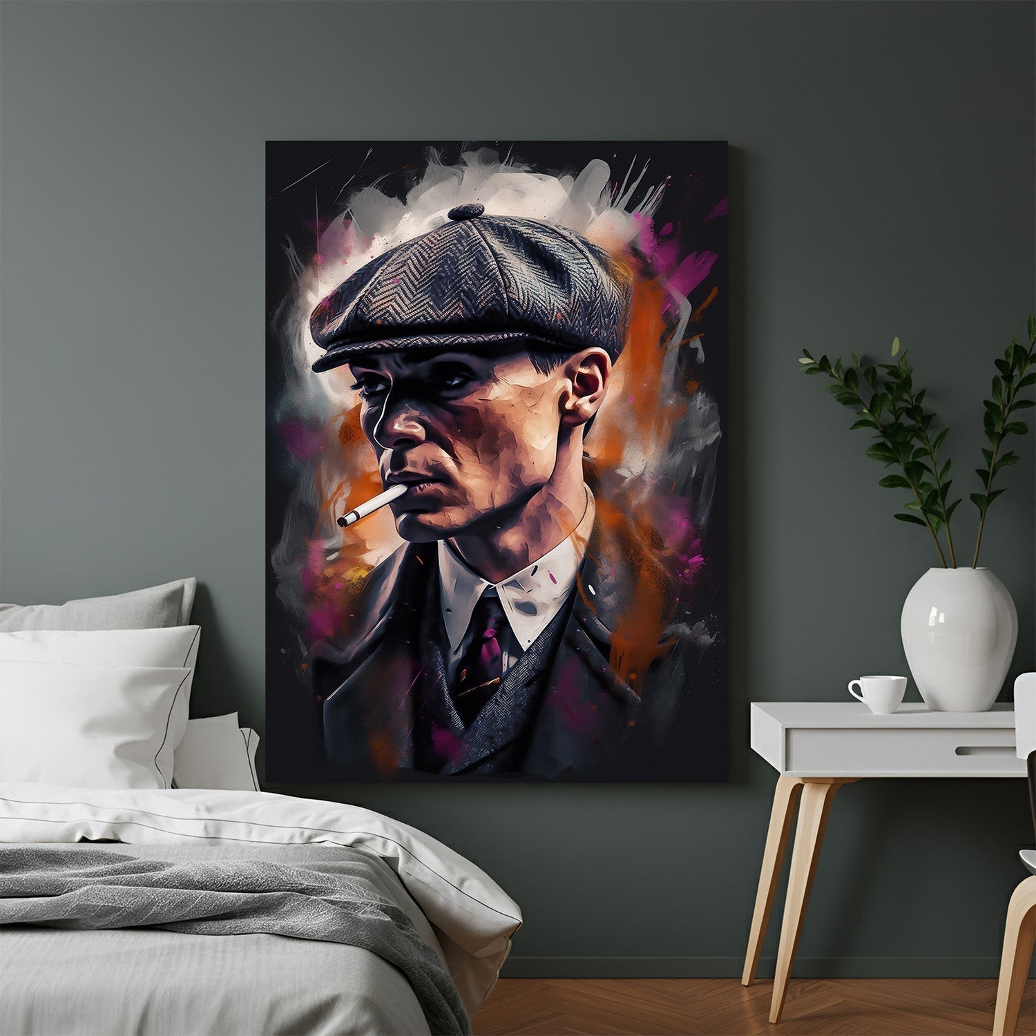 Modern canvas wall art of an anime or movie character with bold design and vibrant style, perfect for adding personality and edge to home interiors