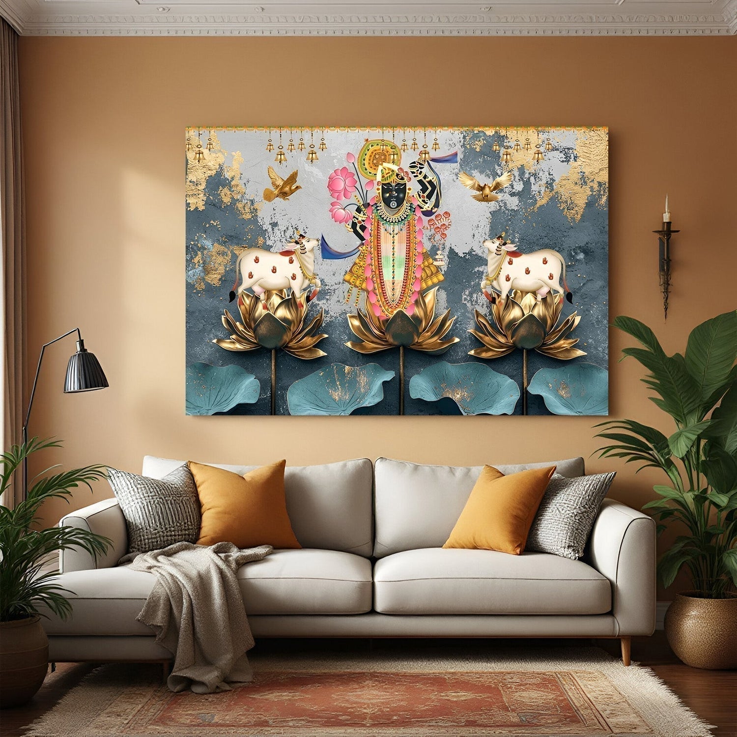 Shrinathji canvas wall art representing divine grace and devotion, placed as per Vastu to bring spiritual energy, protection, and blessings into the home