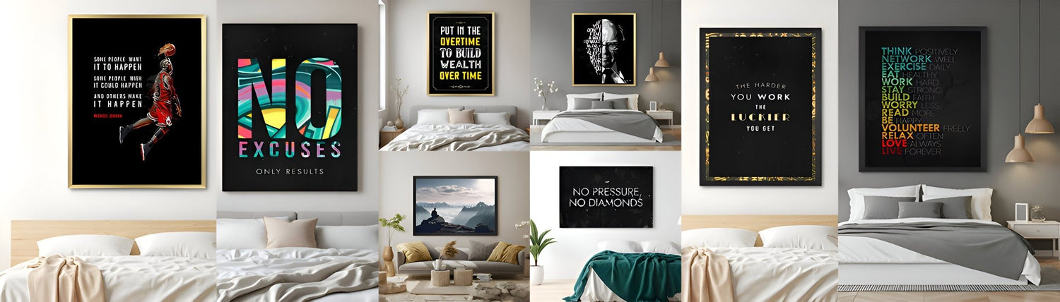 Motivational canvas wall art collection featuring inspiring quotes, powerful typography, success-driven messages, and bold designs for home and office decor - CIPHER SPACES