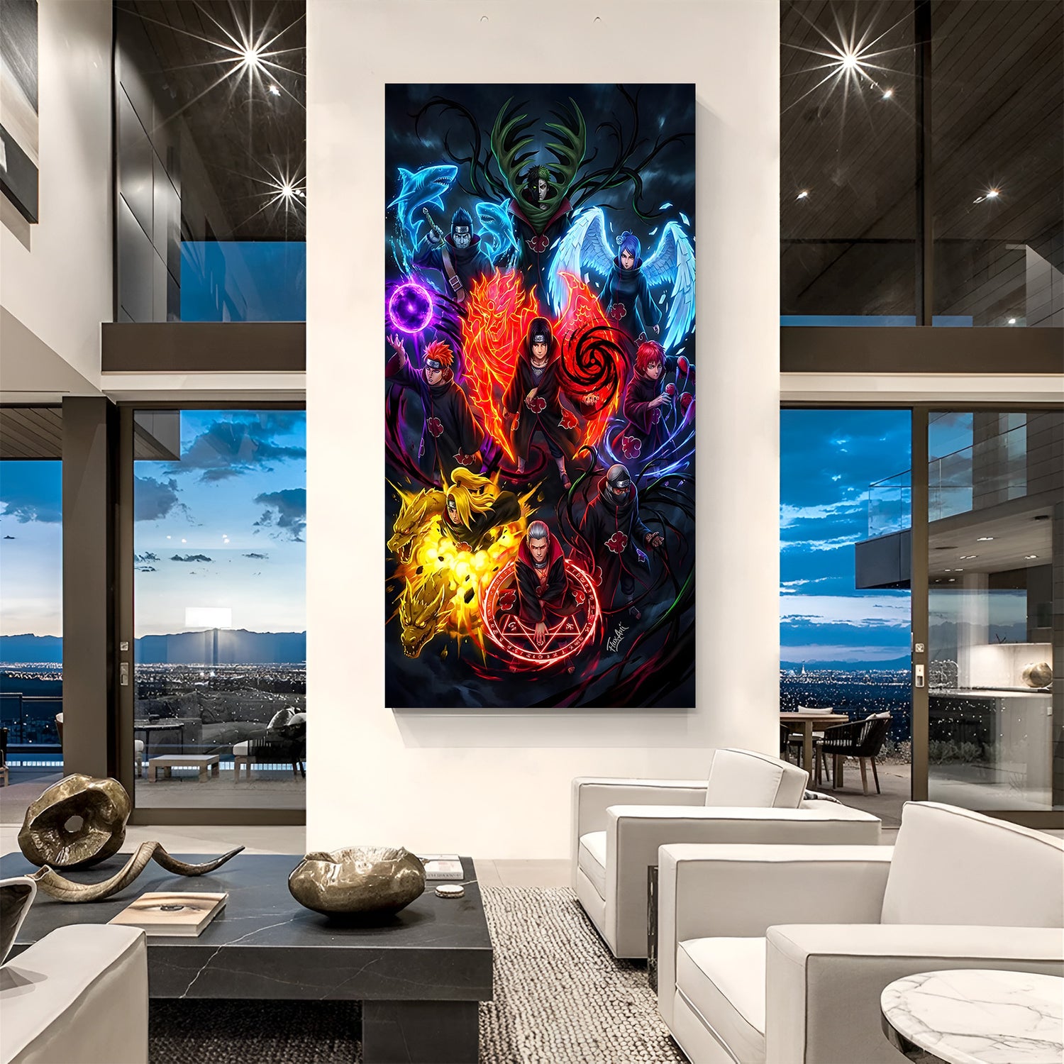 Akatsuki Team canvas painting with Naruto villain anime artwork in canvas wrapped frame