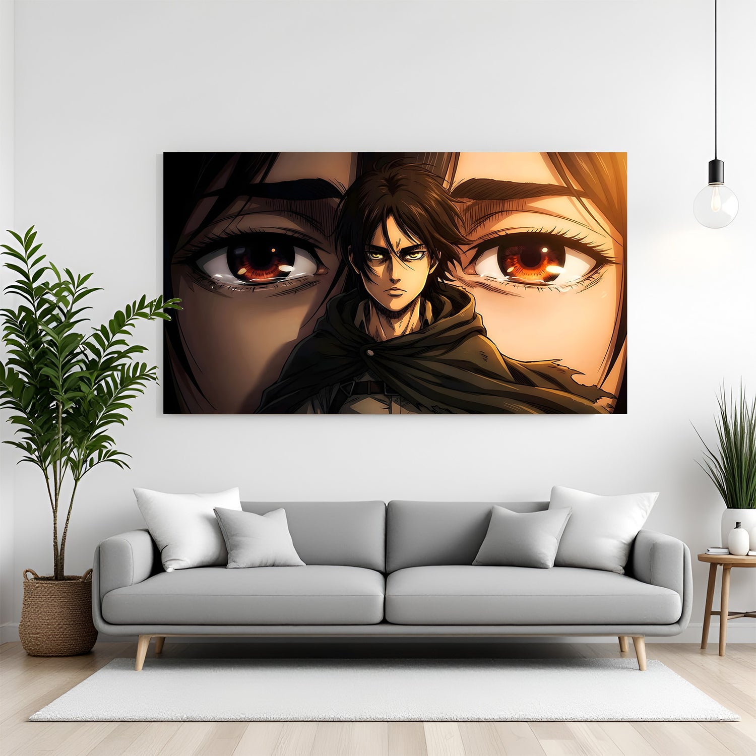 Anime intense eyes canvas wall art with dramatic character portrait