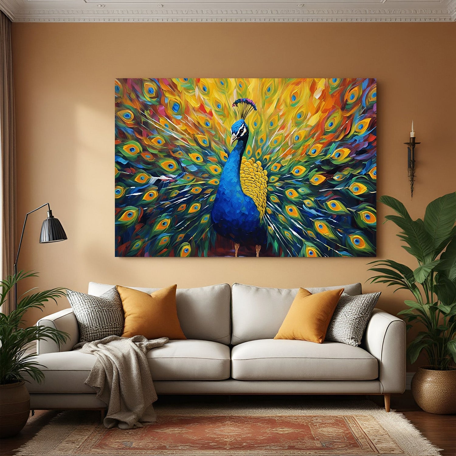 auspicious peacock vastu wall art canvas painting for home and office to attract wealth beauty peace and positive vastu energy