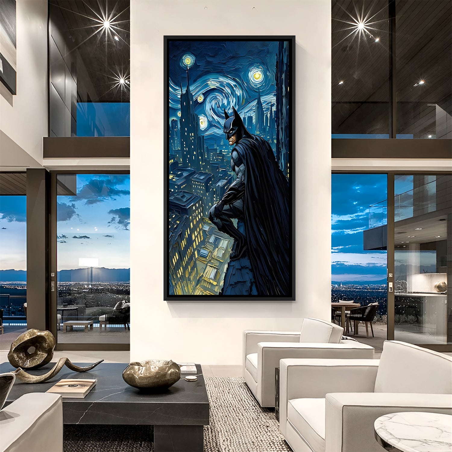 Batman City Watch superhero canvas artwork in premium black floater frame