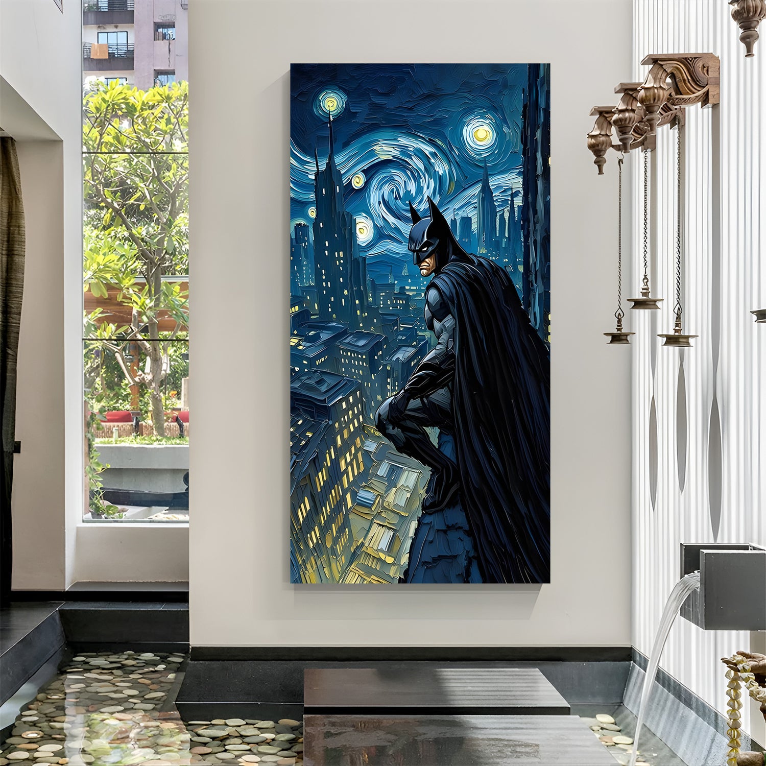 Batman City Watch canvas painting with Gotham superhero artwork in canvas wrapped frame