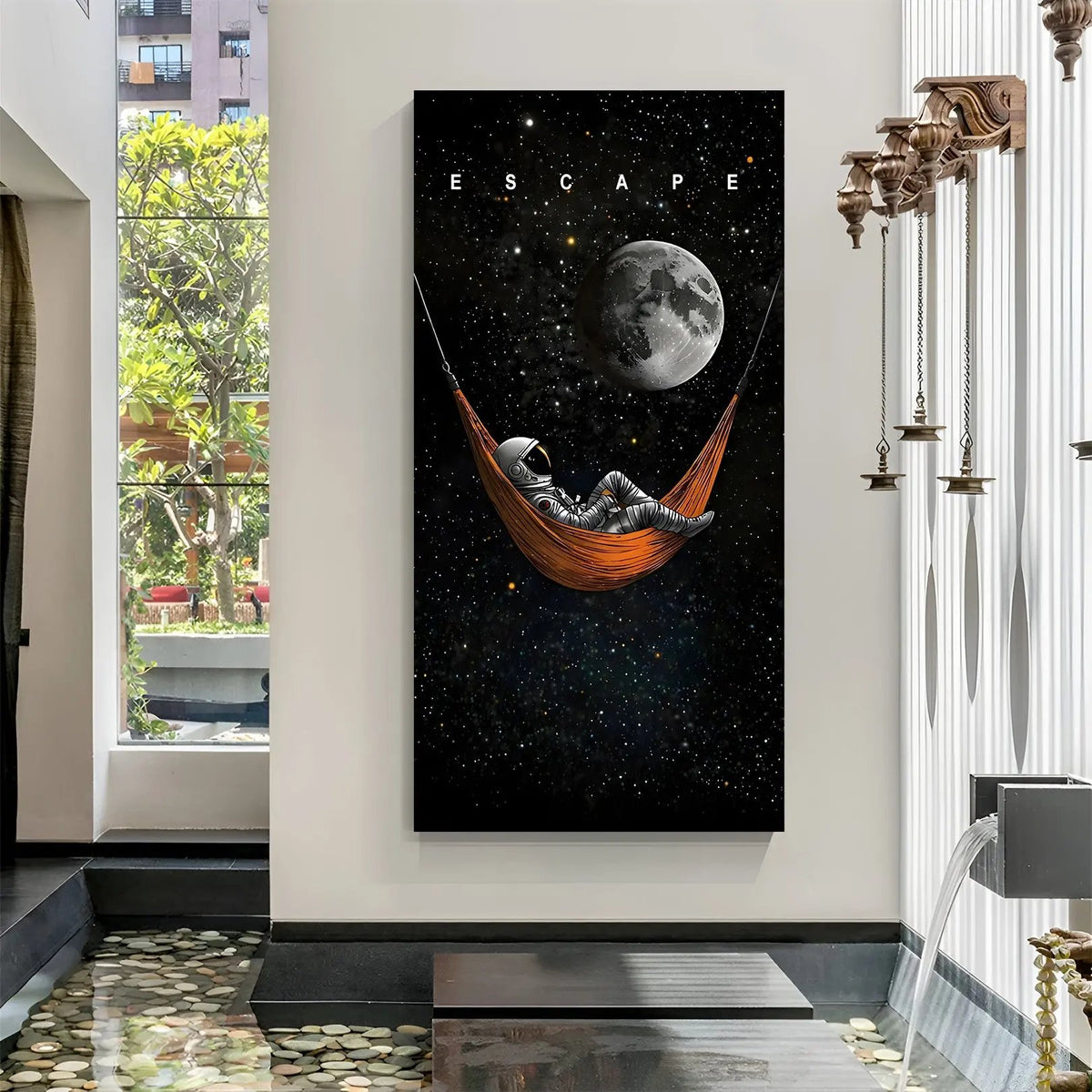 Beyond Reality Escape space canvas wall art in premium wrapped frame featuring stunning galaxy and cosmic scenery
