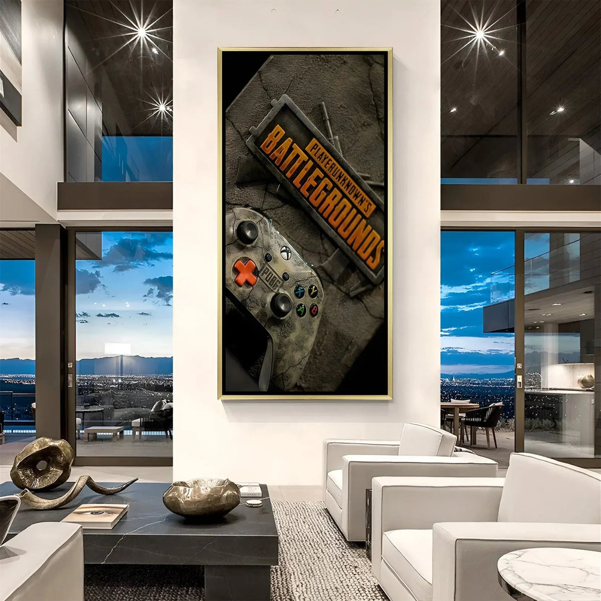 BGMI Victory Zone artwork in luxury golden floater frame featuring premium gamer-themed wall decor