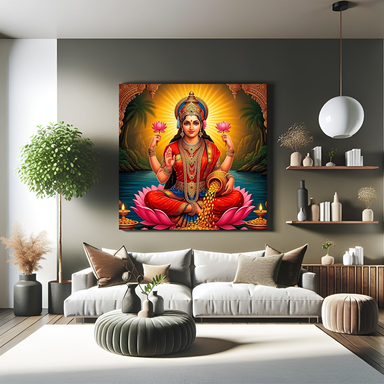 blessings of goddess laxmi vastu canvas wall art for attracting wealth fortune and divine energy in home or office decor