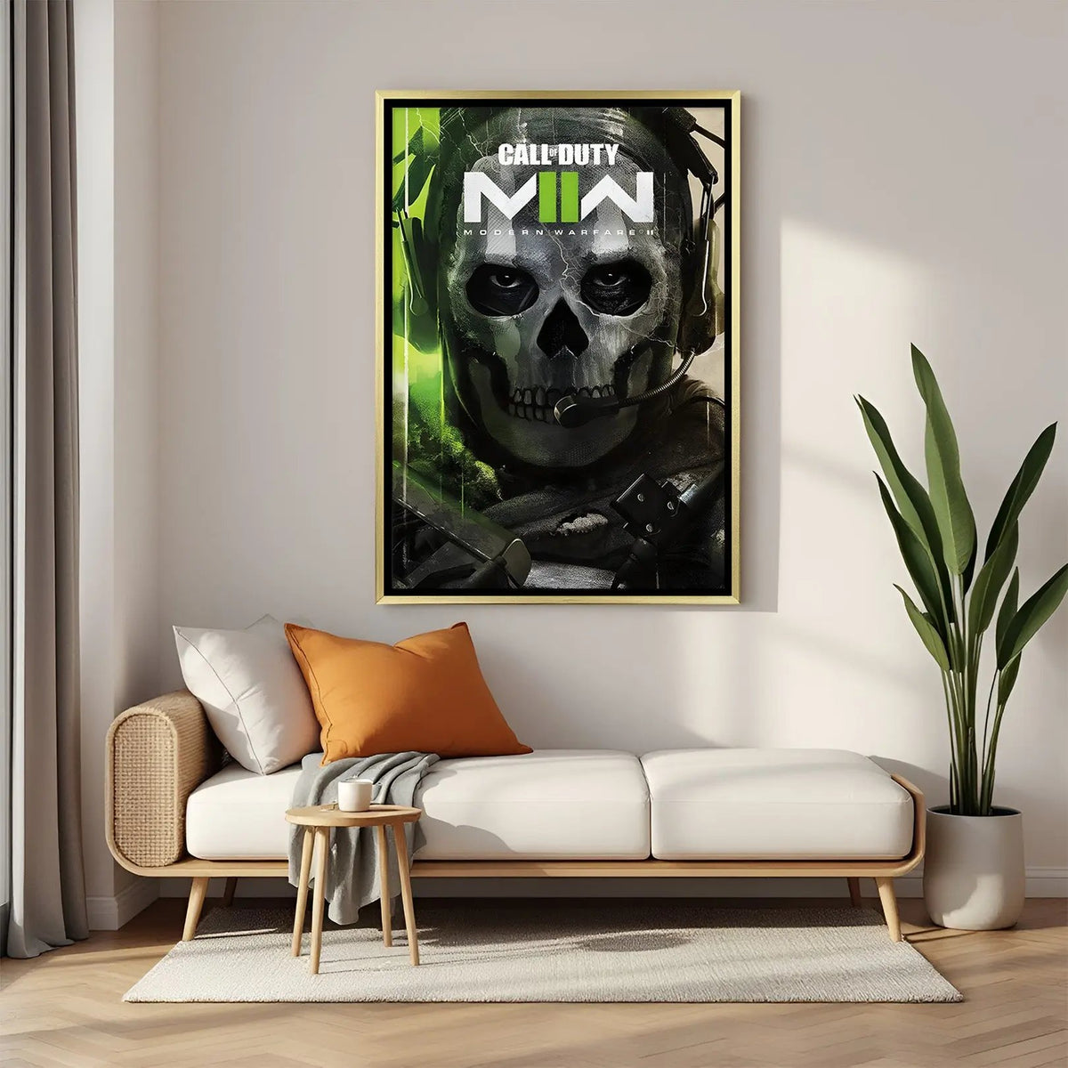 Call of Duty Frontline Valor artwork in luxury golden floater frame featuring cinematic combat and soldier design