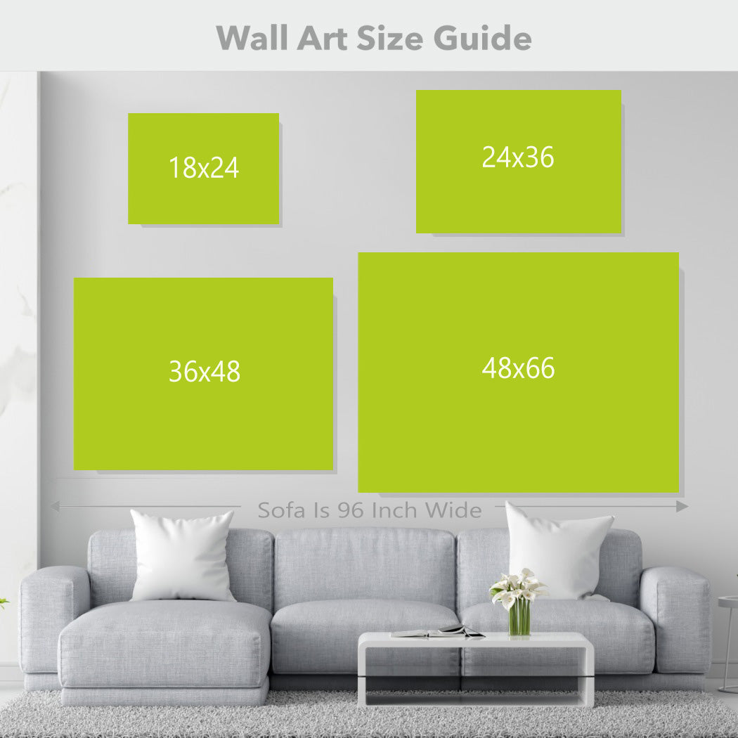 Canvas wall art size options for wall decoration, including small, medium, and large frames