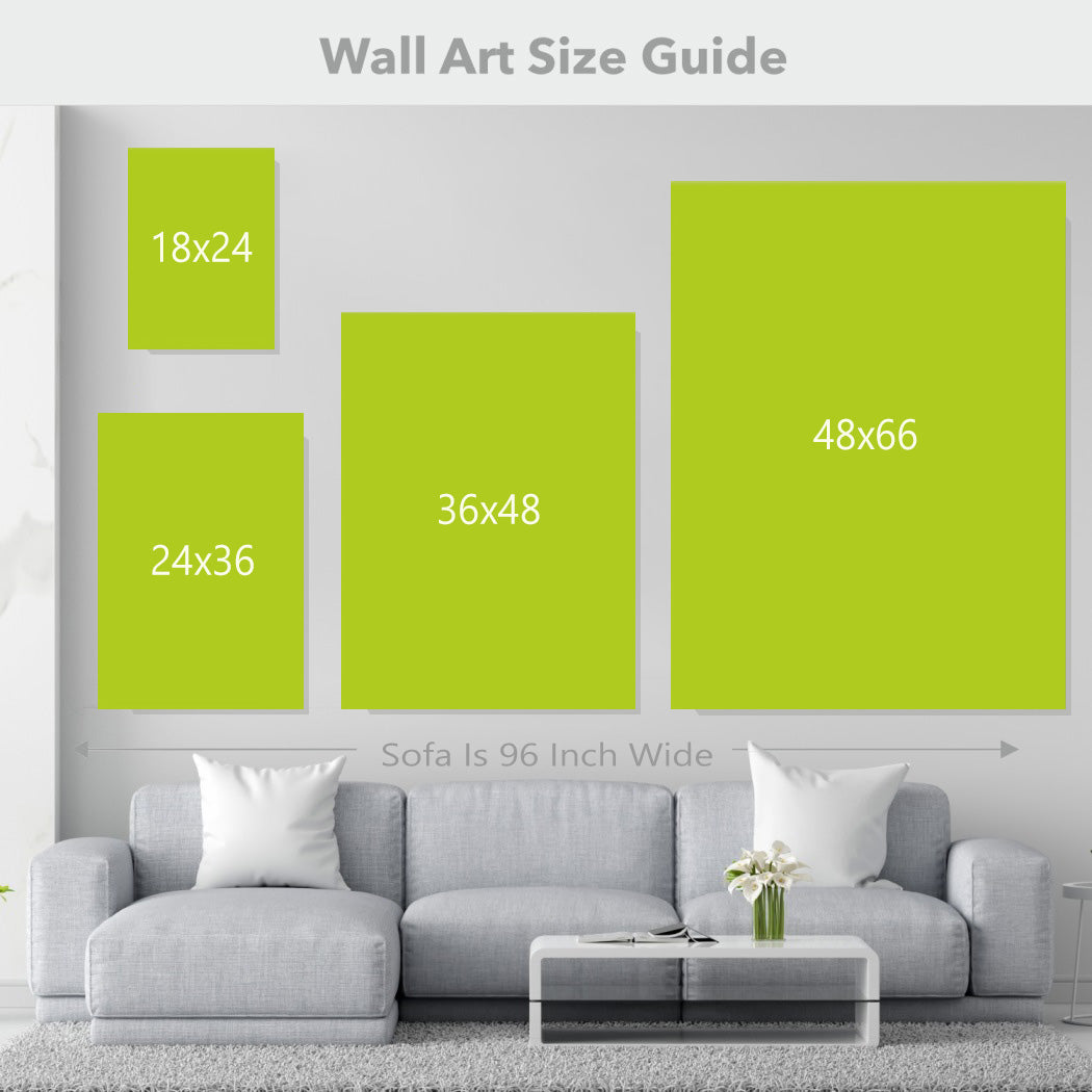 Canvas wall art size options for wall decoration, including small, medium, and large frames