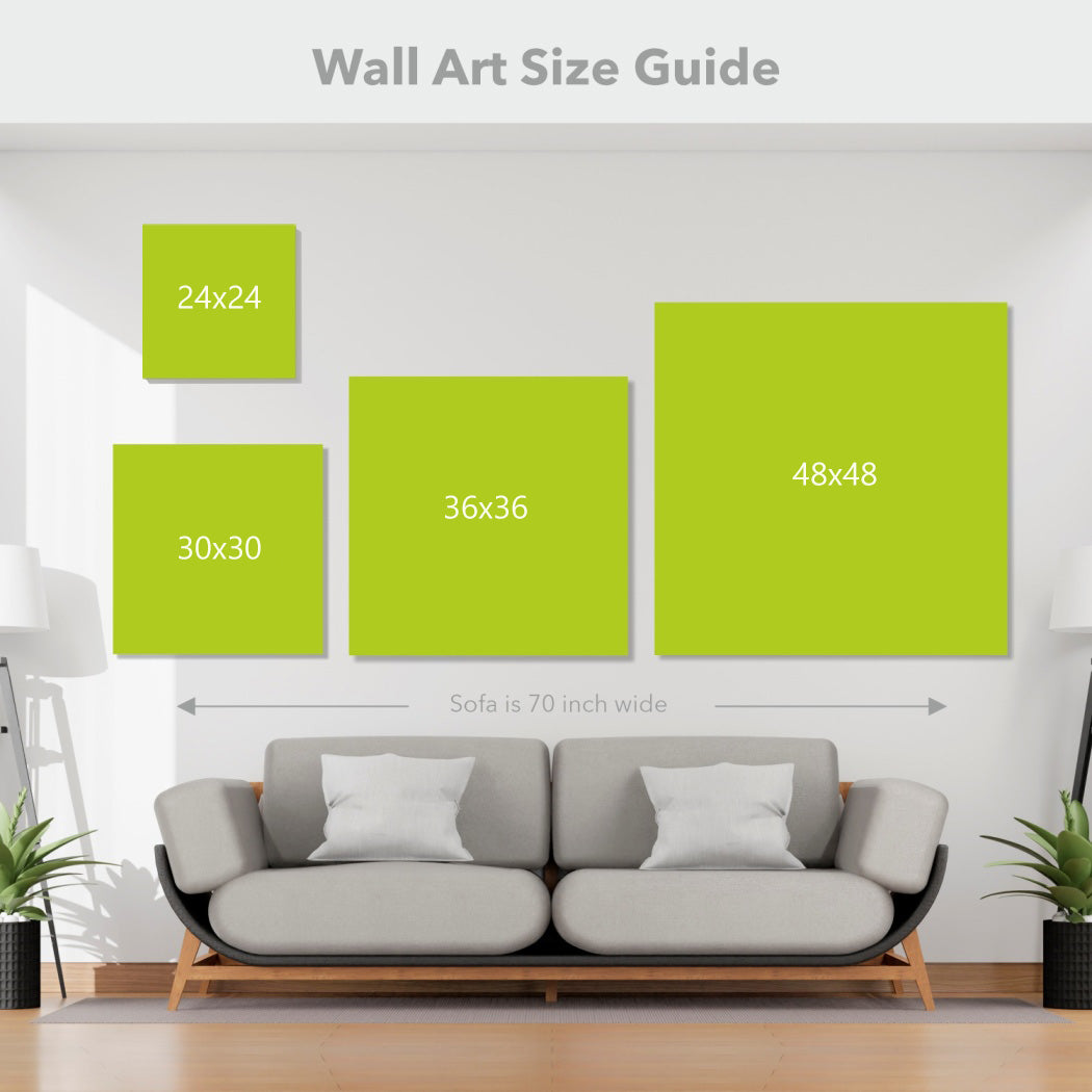 Canvas wall art size options for wall decoration, including small, medium, and large frames