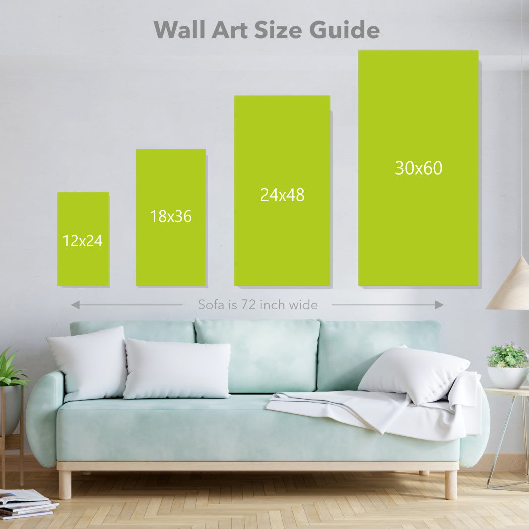Canvas wall art size options for wall decoration, including small, medium, and large frames