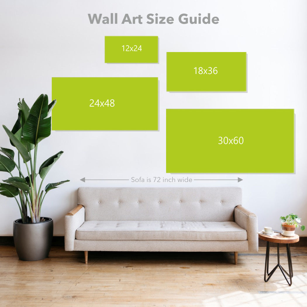 Canvas wall art size options for wall decoration, including small, medium, and large frames