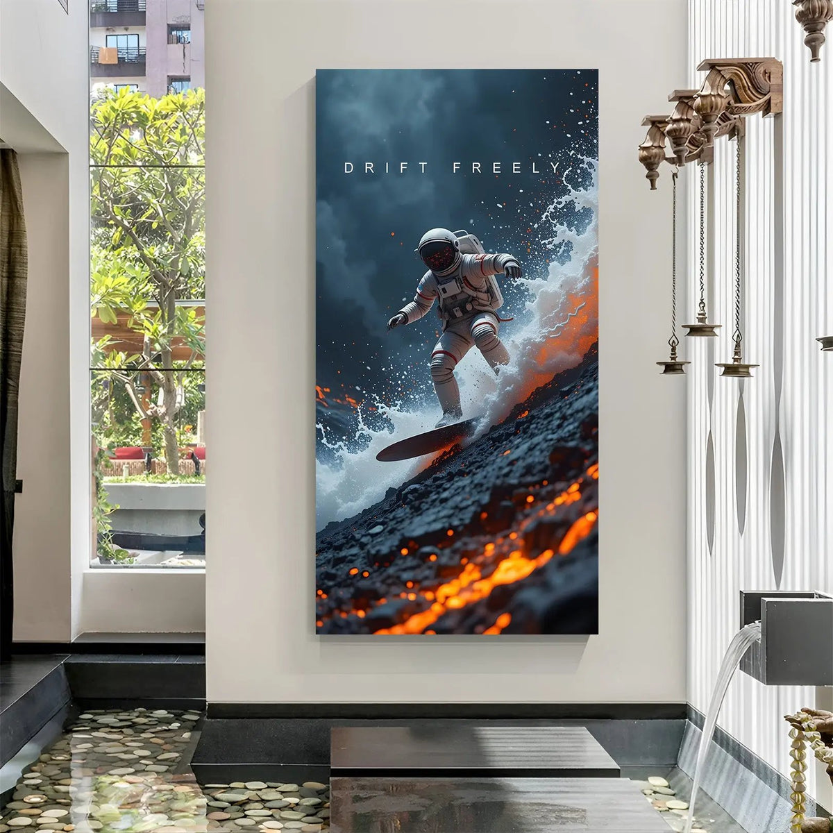 Celestial Wanderer Drift Freely space inspiration canvas wall art in premium wrapped frame with stunning galaxy scenery