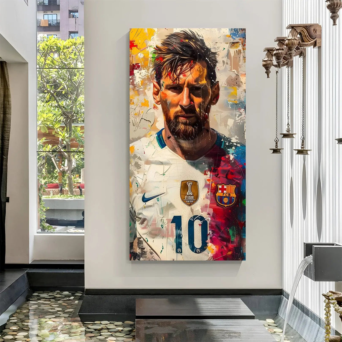 Champion’s Glory Football Motivation canvas print featuring a football legend celebrating victory in a premium canvas wrapped frame