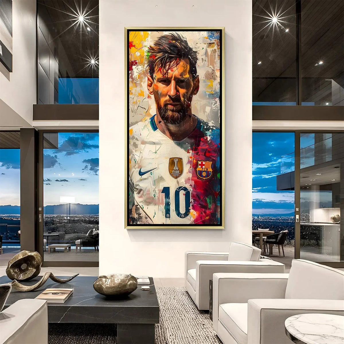 Champion’s Glory Football Motivation canvas print in luxury golden floater frame showcasing an iconic victory celebration