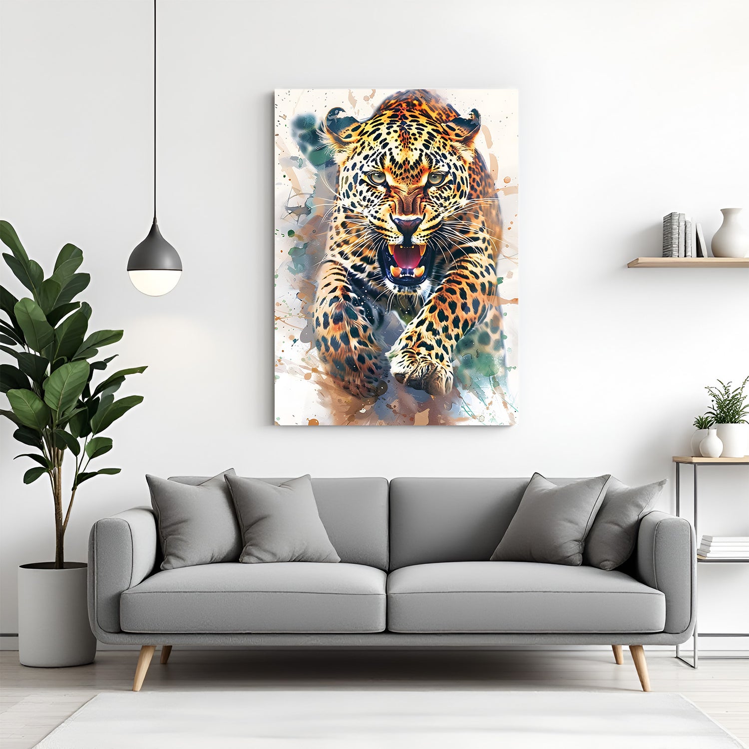 Striking cheetah wall art on black canvas, representing speed, focus, and power—perfect for modern interiors that reflect ambition and bold taste