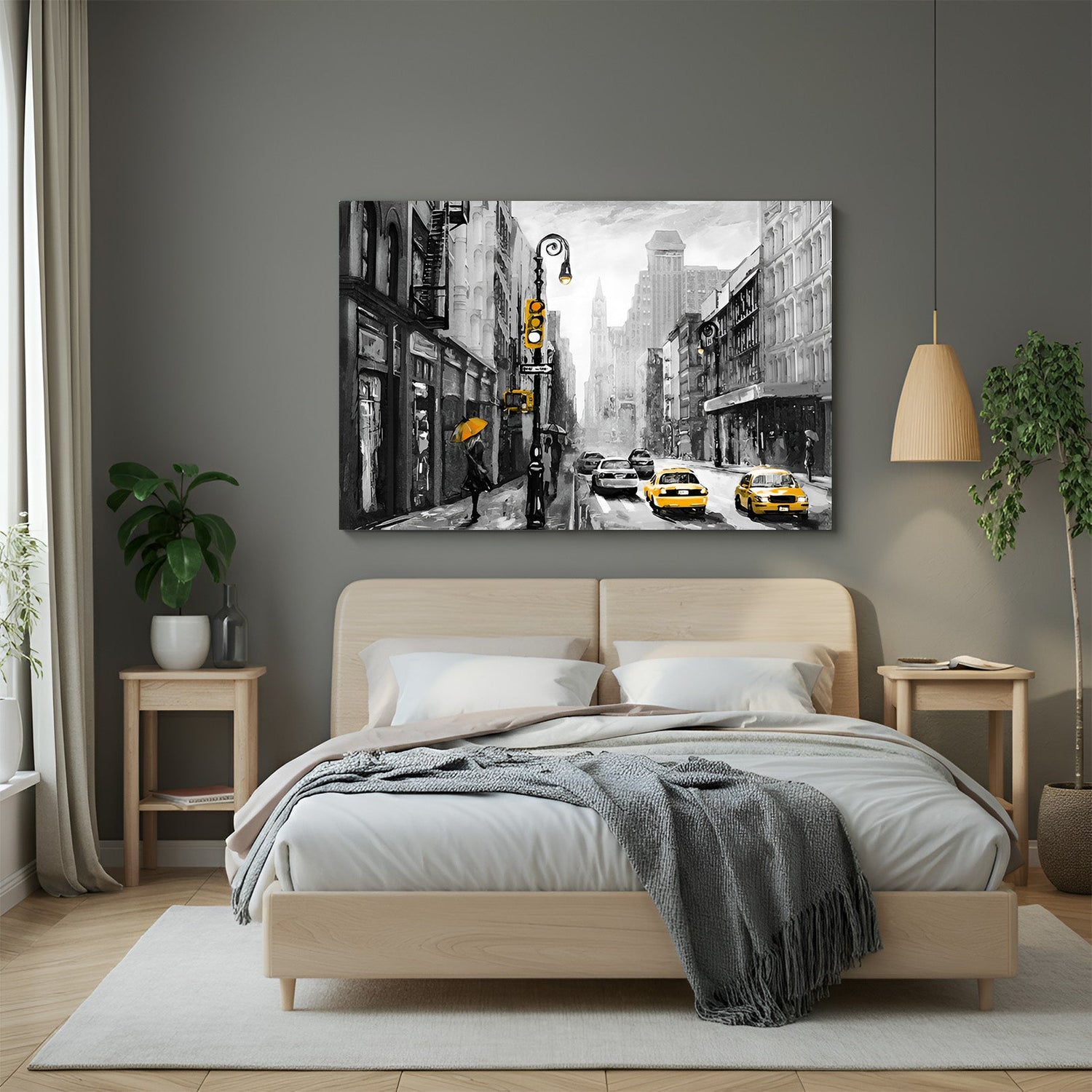 Modern canvas print of a black and white city skyline with urban architecture, perfect for contemporary home or office wall decor in a minimalist style