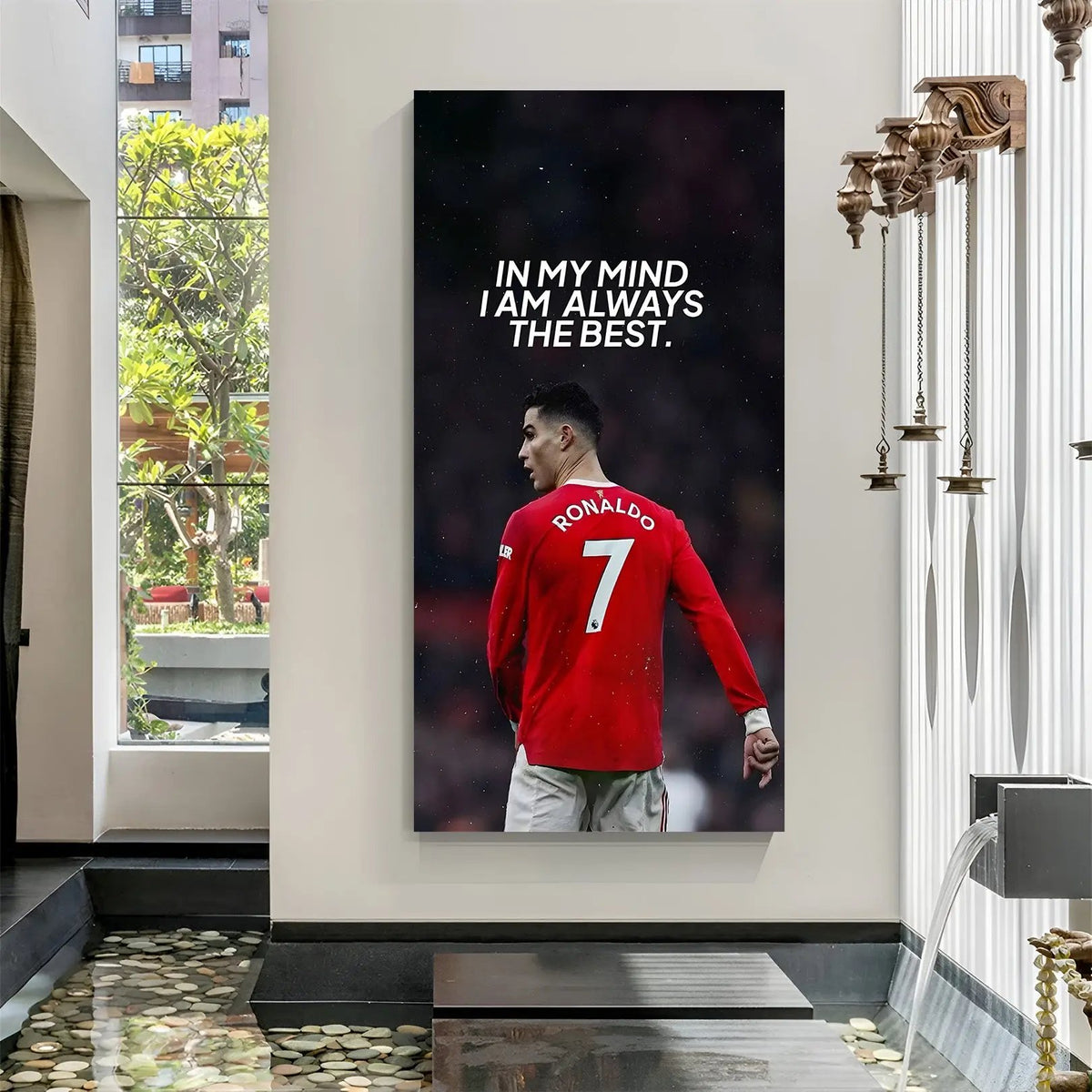 Cristiano Ronaldo football motivation canvas wall art walking with in my mind I am always the best quote