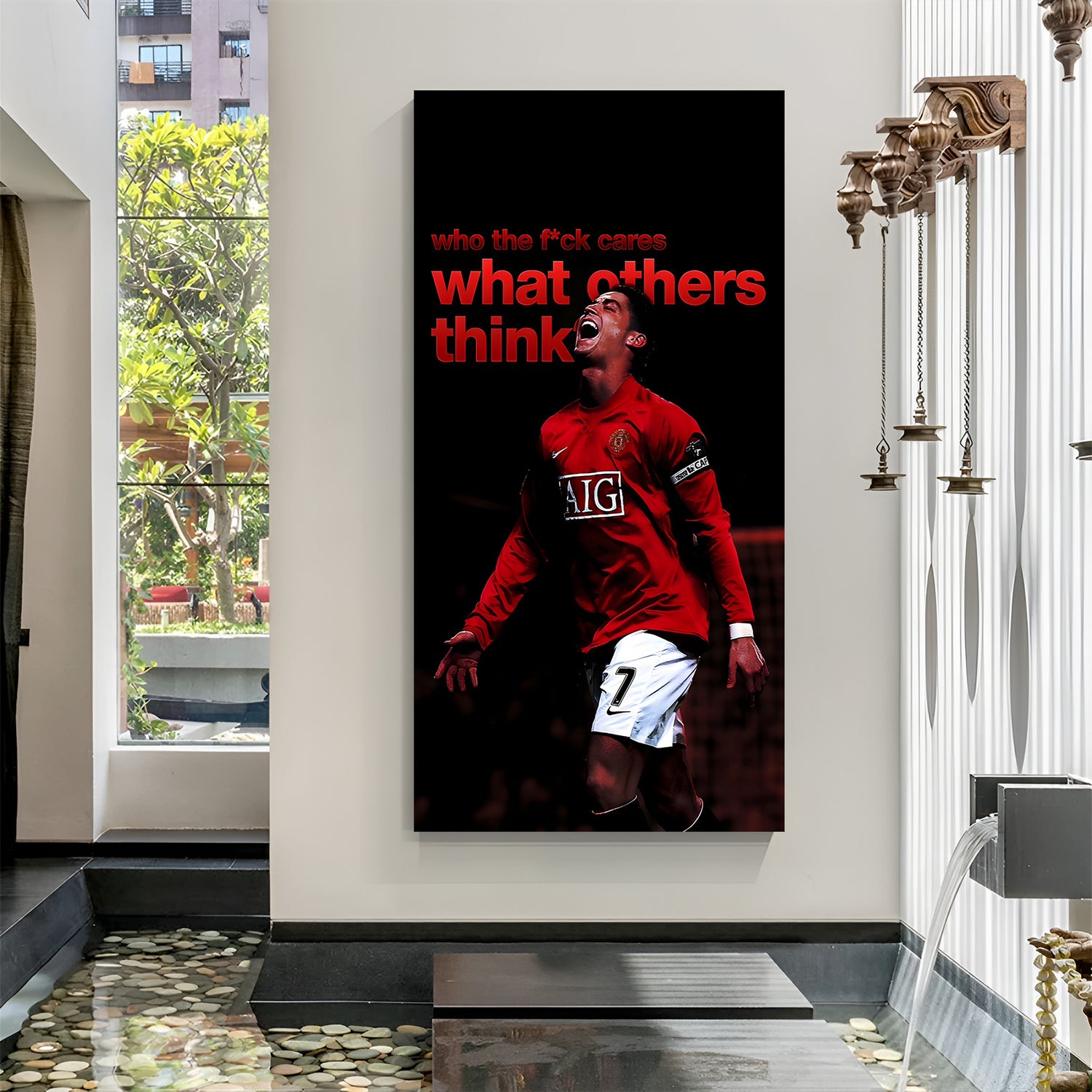 Cristiano Ronaldo fearless football motivation canvas wall art with confidence quote sports decor