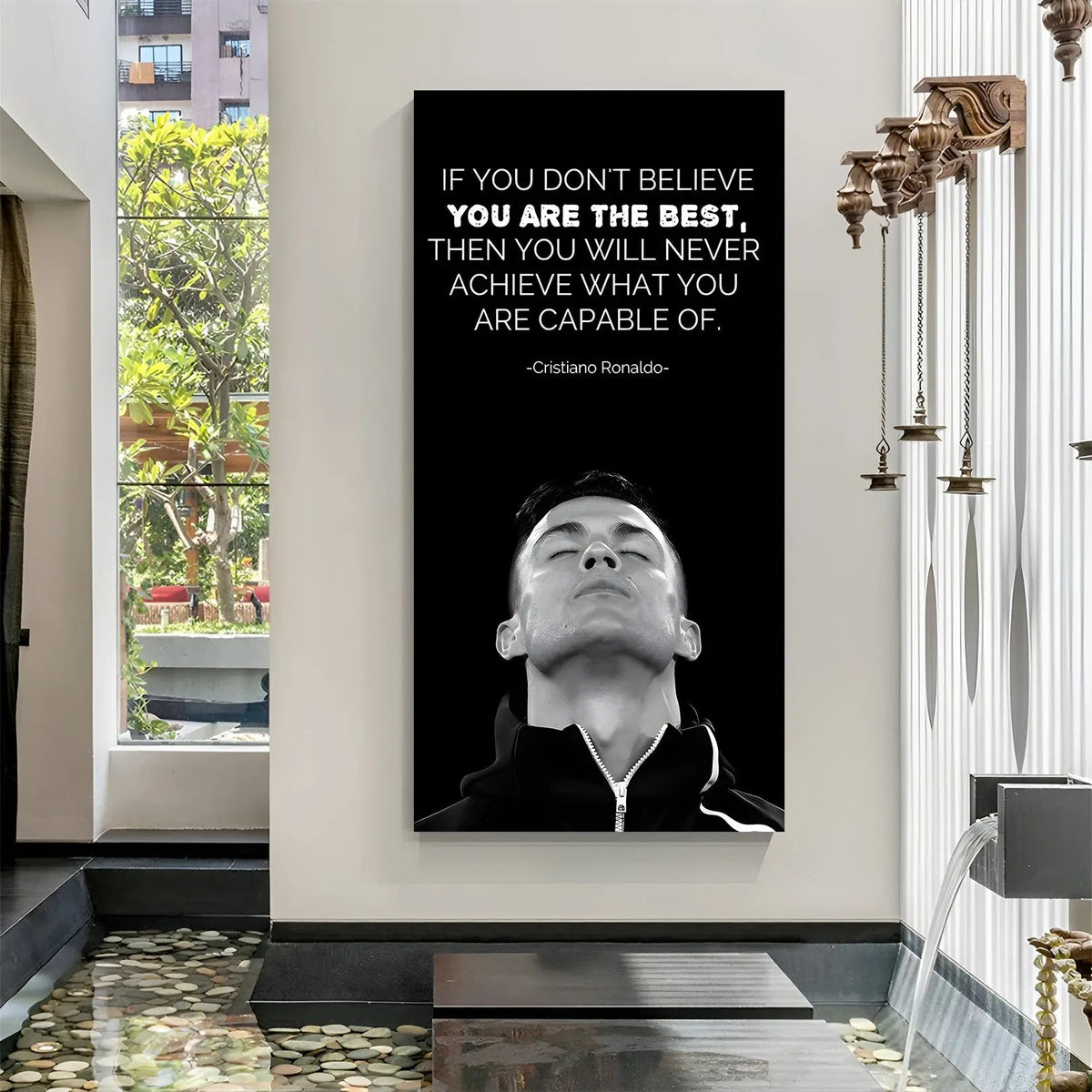 Cristiano Ronaldo football motivation canvas wall art standing inspirational quote sports decor modern design