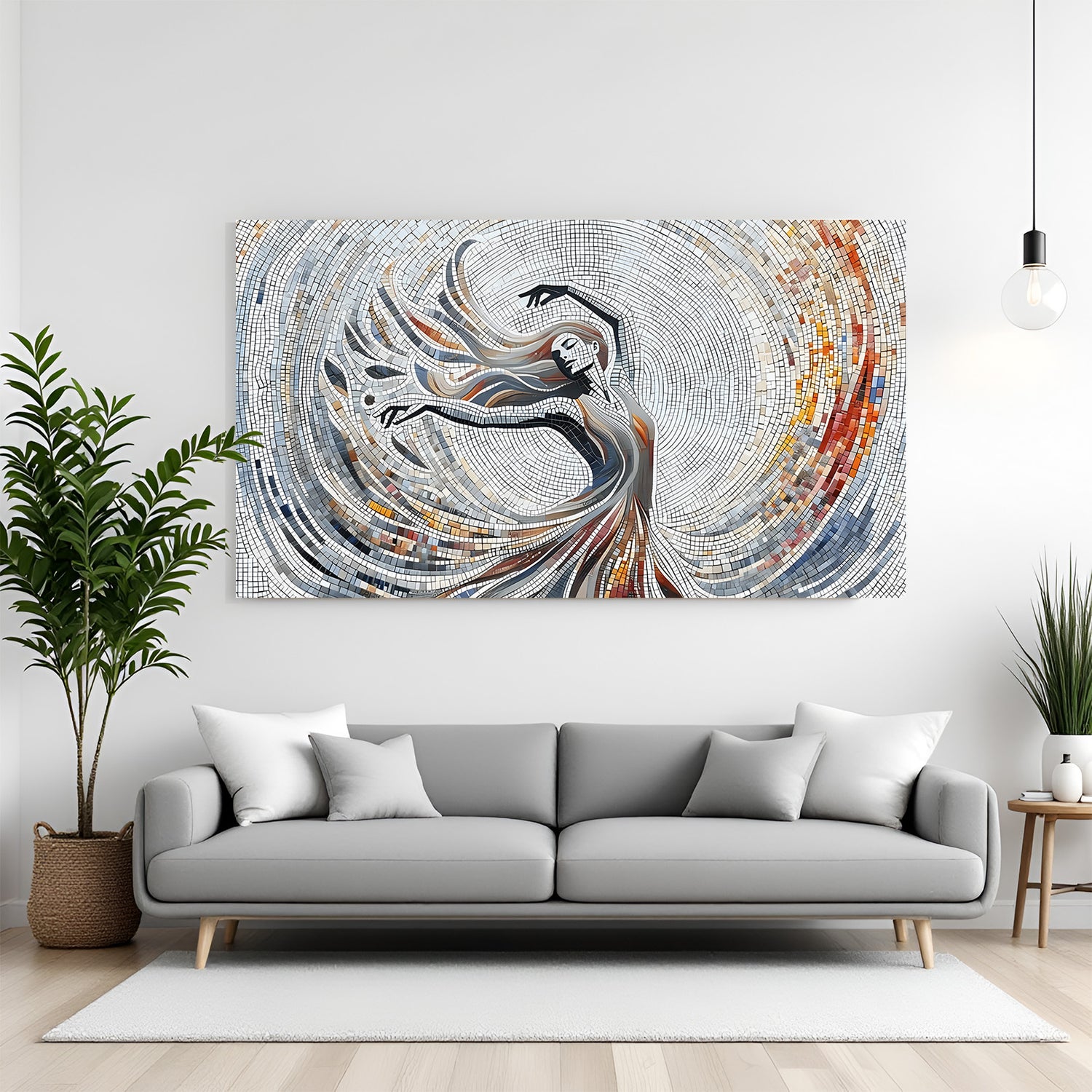 Graceful dancing lady modern art canvas wall art in premium canvas wrapped frame