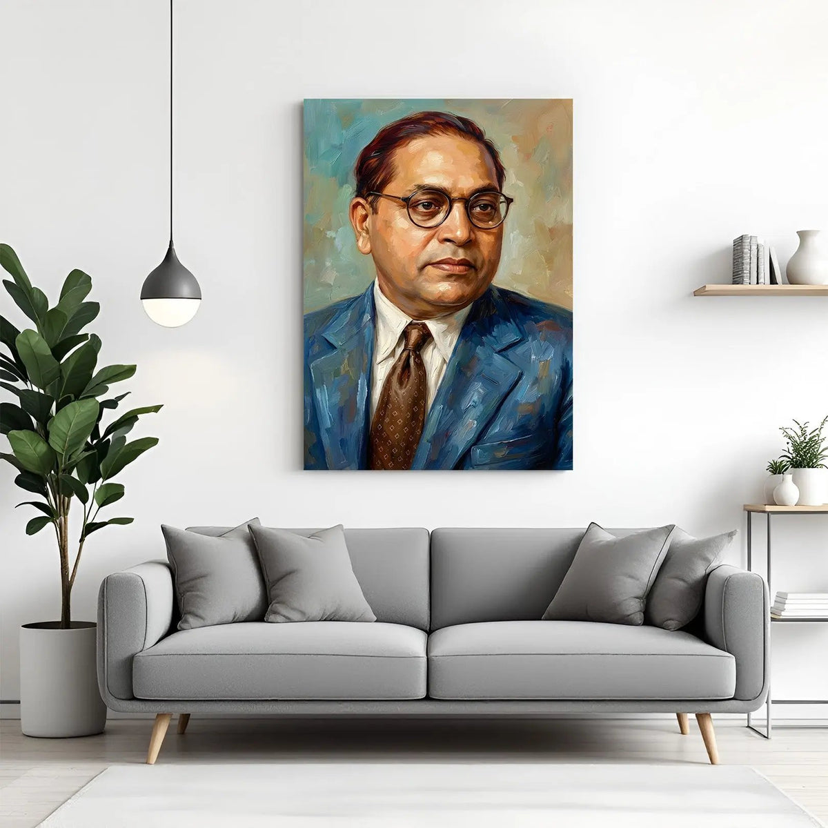Dr B R Ambedkar painted style face canvas wall art in premium canvas wrapped frame with artistic portrait design