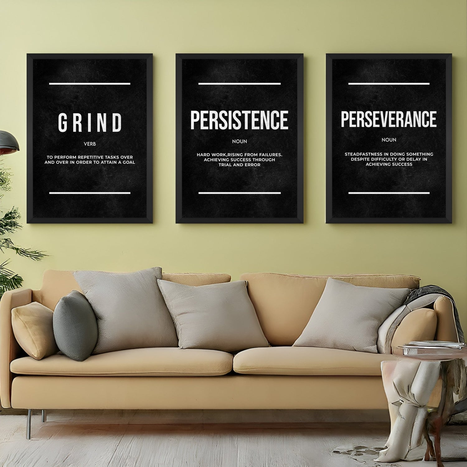 Dream, Hustle, Achieve: Motivational 3 - Piece Canvas Wall Art for Home decor - CIPHER SPACES
