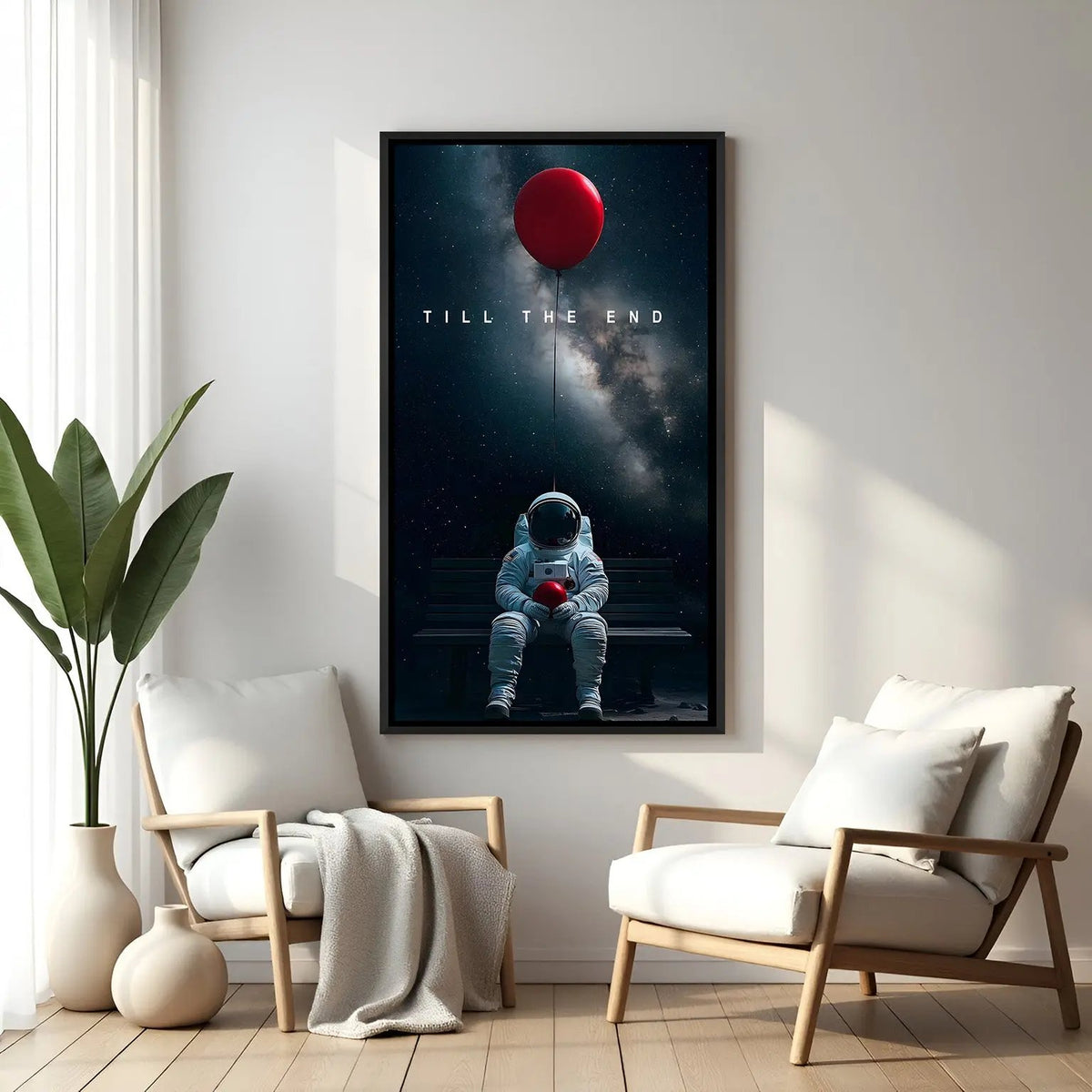 Till the End space motivational wall art in elegant black floater frame featuring cosmic inspirational design