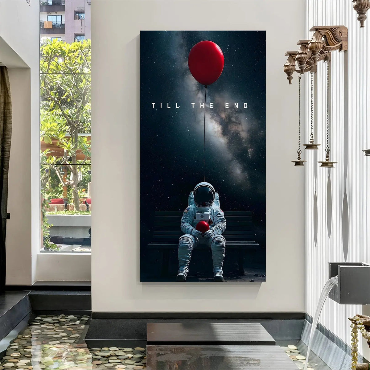 Endless Resolve Till the End space motivation canvas wall art in premium wrapped frame with inspiring galaxy scenery