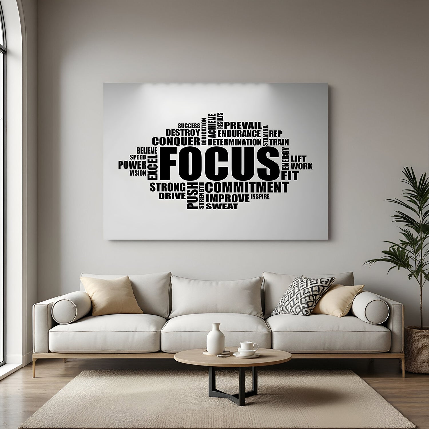 Focus typography motivation canvas wall art with inspirational words modern office decor