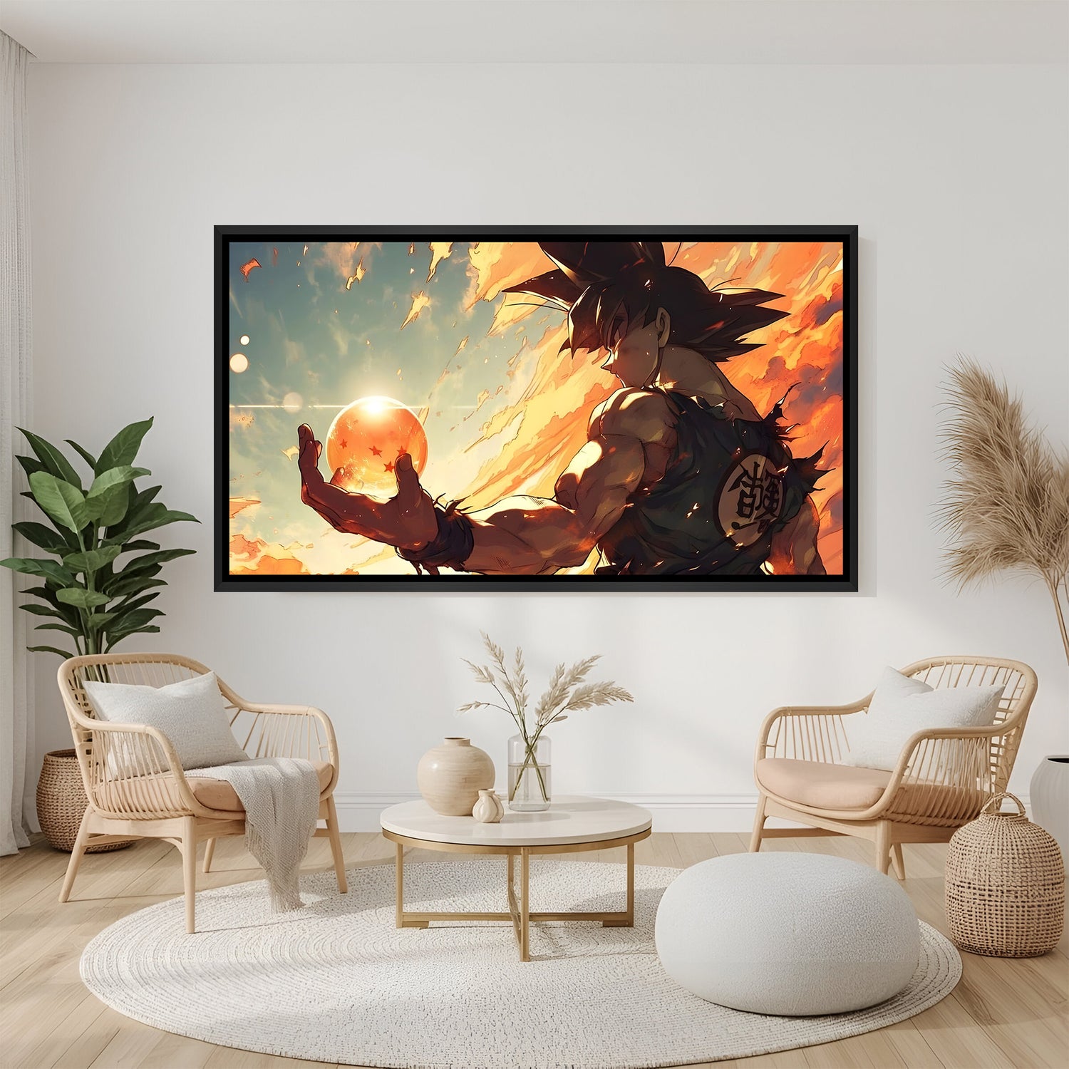 Goku Dragon Ball anime canvas artwork in premium black floater frame
