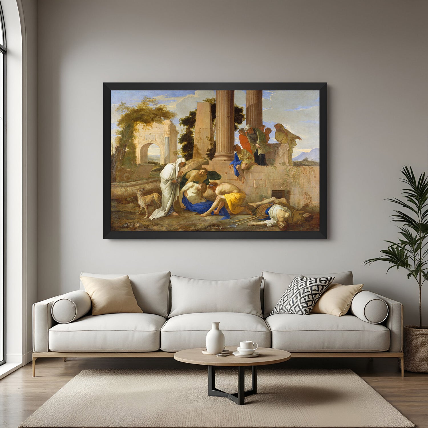 Black-framed vintage folklore canvas—Grateful Dead legend in antique-style wall art for myth lovers