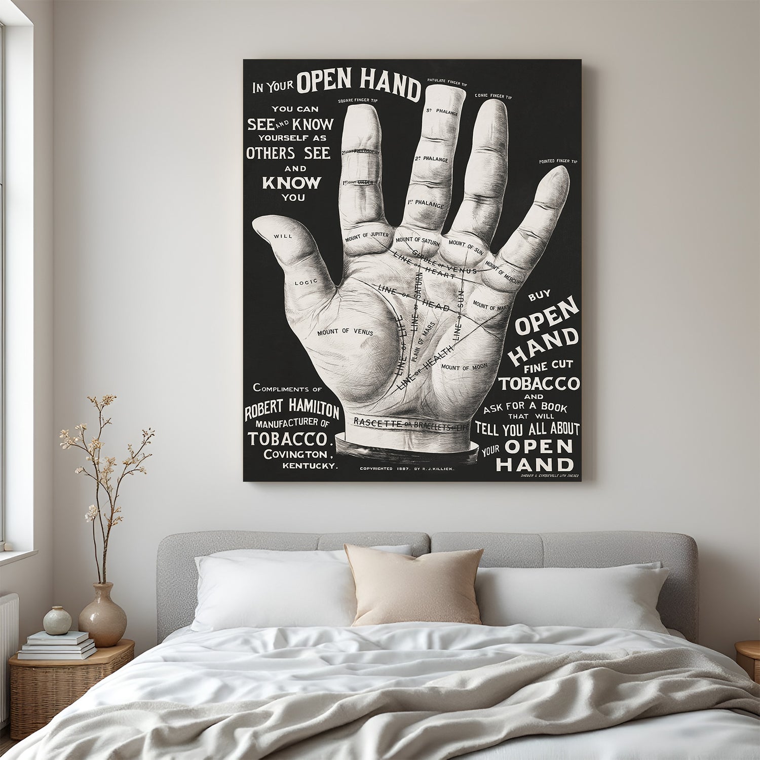 Hand lines motivational canvas wall art with palmistry quote for home and office decor