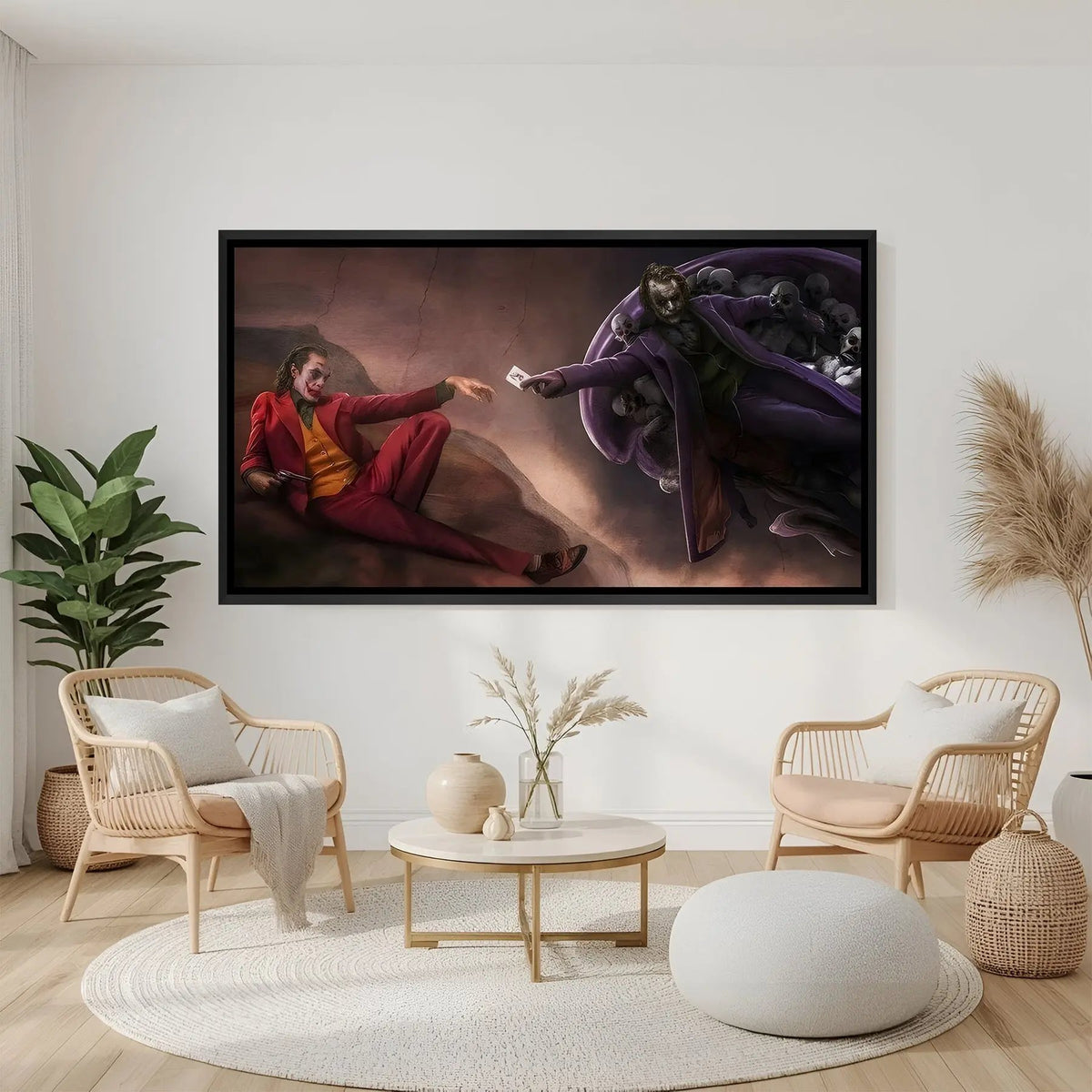 Joker Creation of Chaos wall painting in elegant black floater frame with cinematic dark artwork
