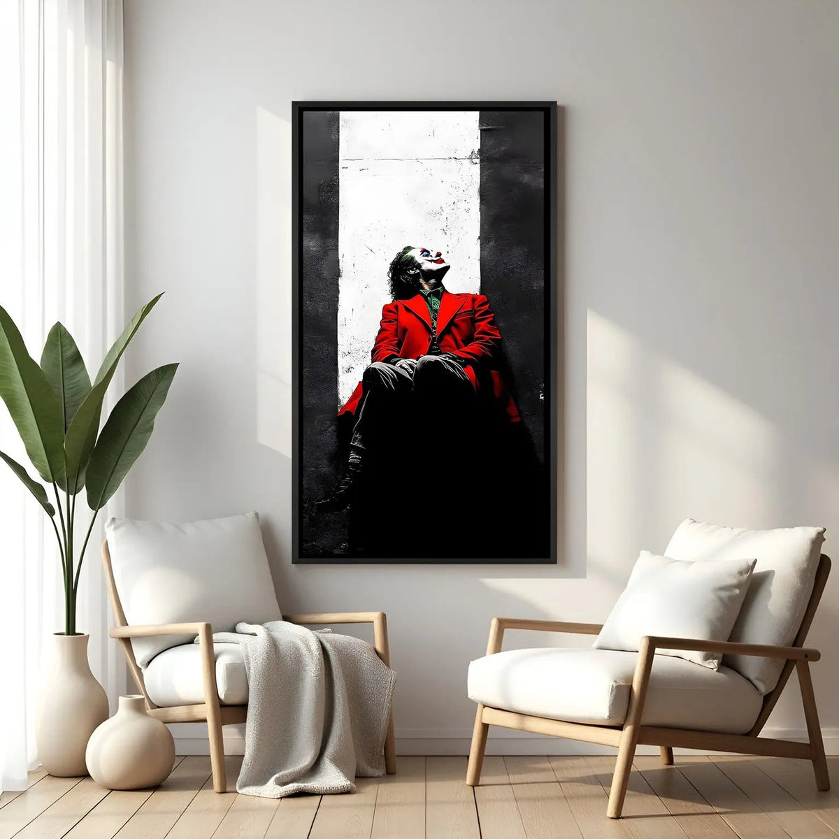 Joker Solitude Portrait wall painting in modern black floater frame with cinematic dark aesthetic