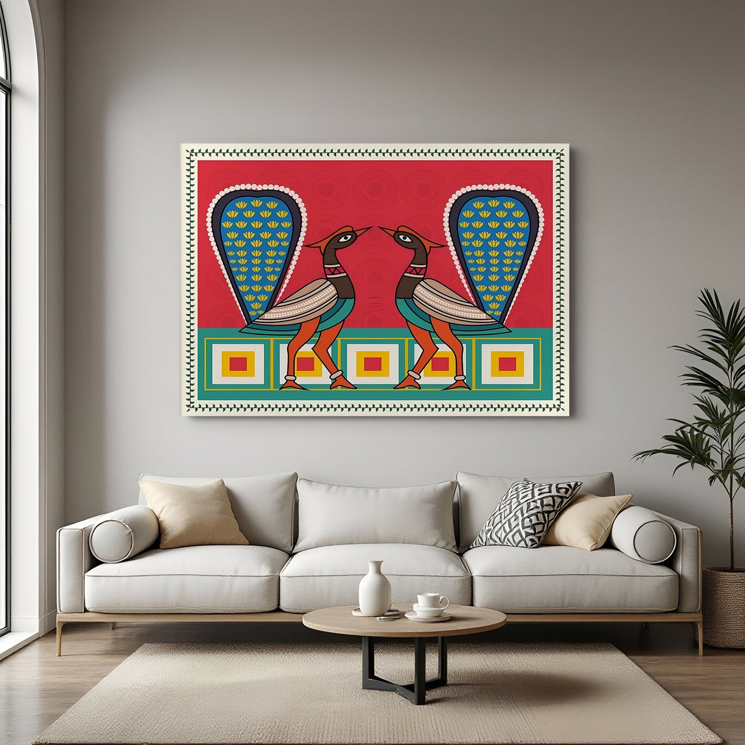 Kalighat painting canvas art for traditional Indian wall decor in home and office interiors