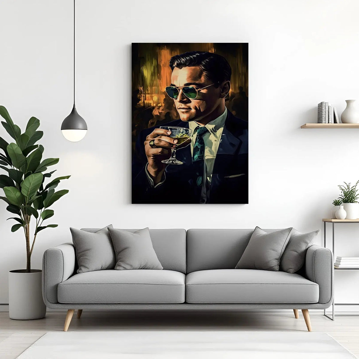 King of the Celebration canvas wall art featuring a sophisticated gentleman raising a glass in premium canvas wrapped frame