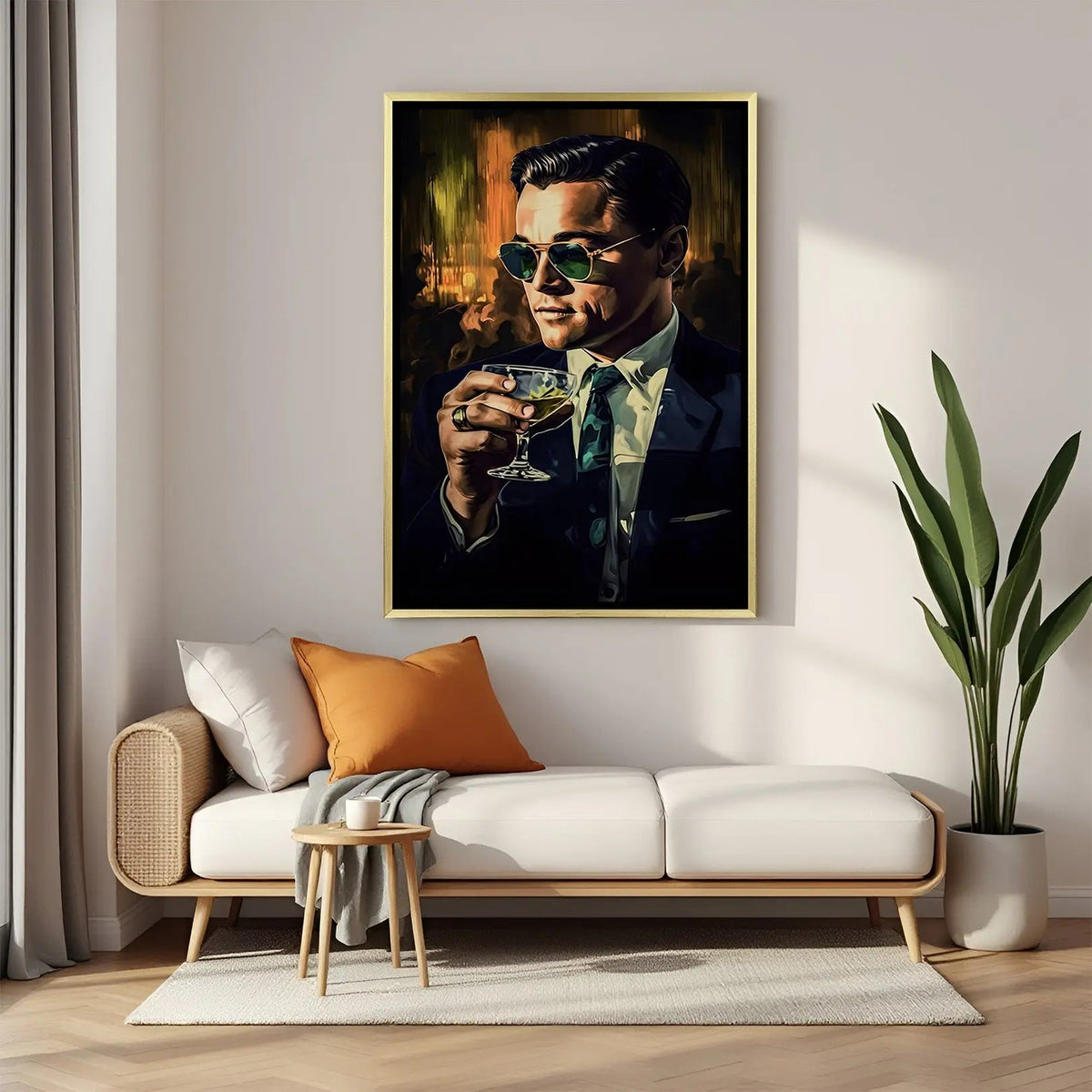 King of the Celebration artwork in luxury golden floater frame featuring an elegant celebratory portrait design