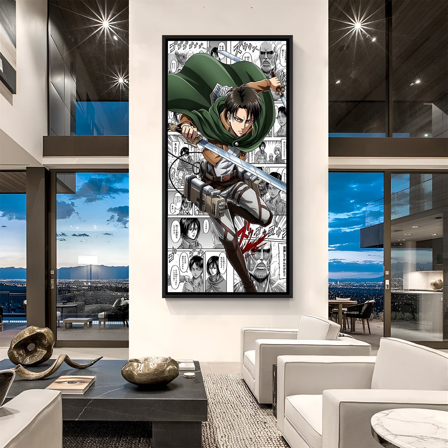 Levi manga anime artwork vertical black frame decor