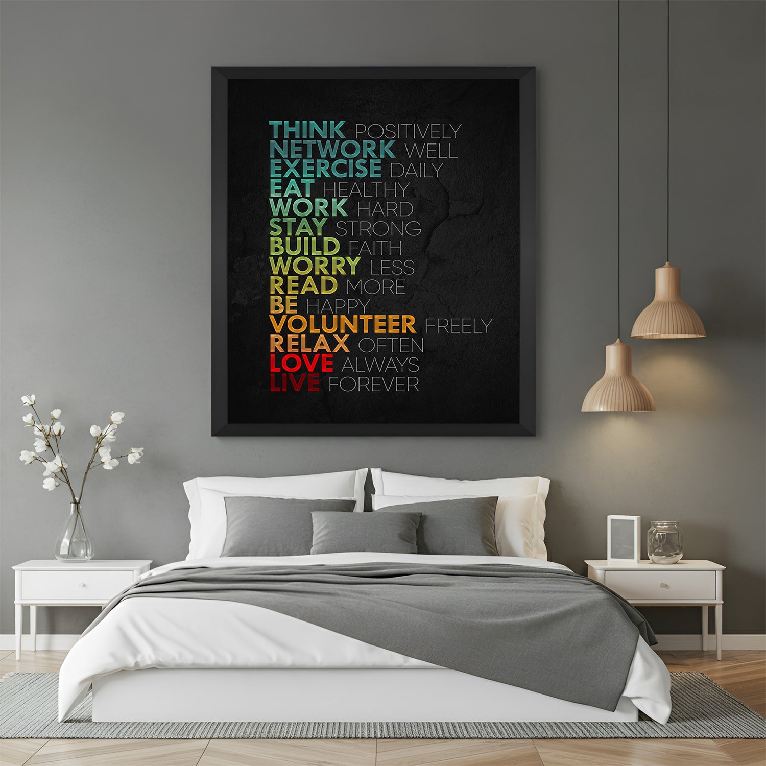 Live Better Daily inspirational canvas wall art with black floater frame