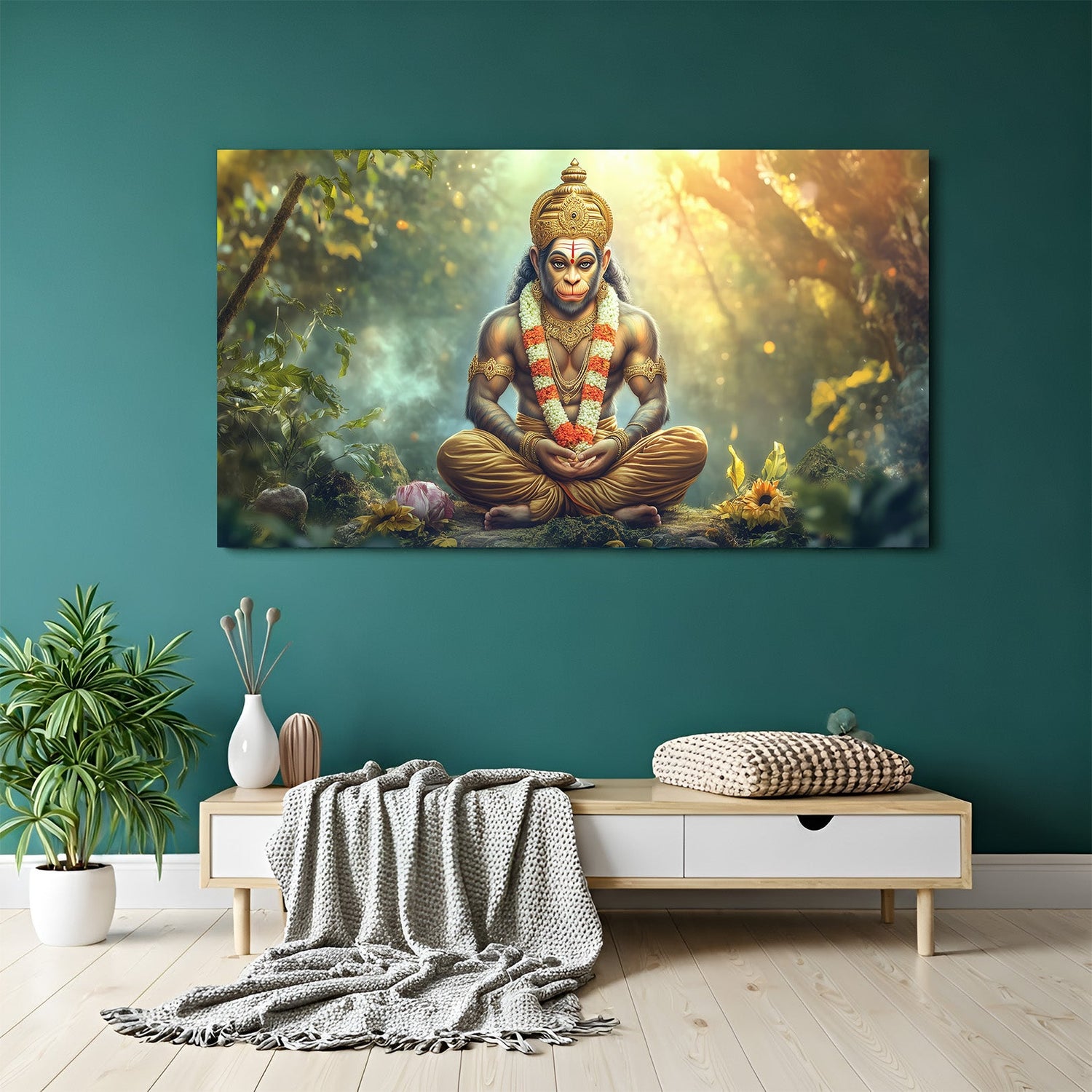 Lord Hanuman Ji Vastu canvas painting for home and office with spiritual protection and strength decor