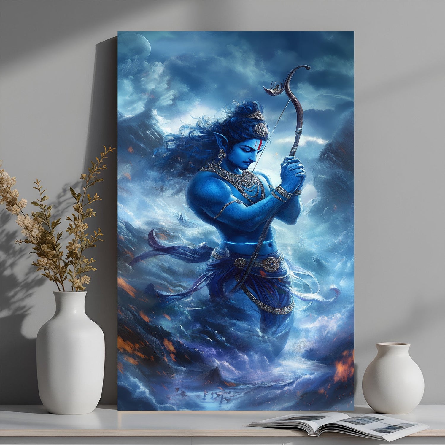 Lord Shri Ram canvas wall painting symbolizing strength, virtue, and vastu positivity for home and office spiritual decor