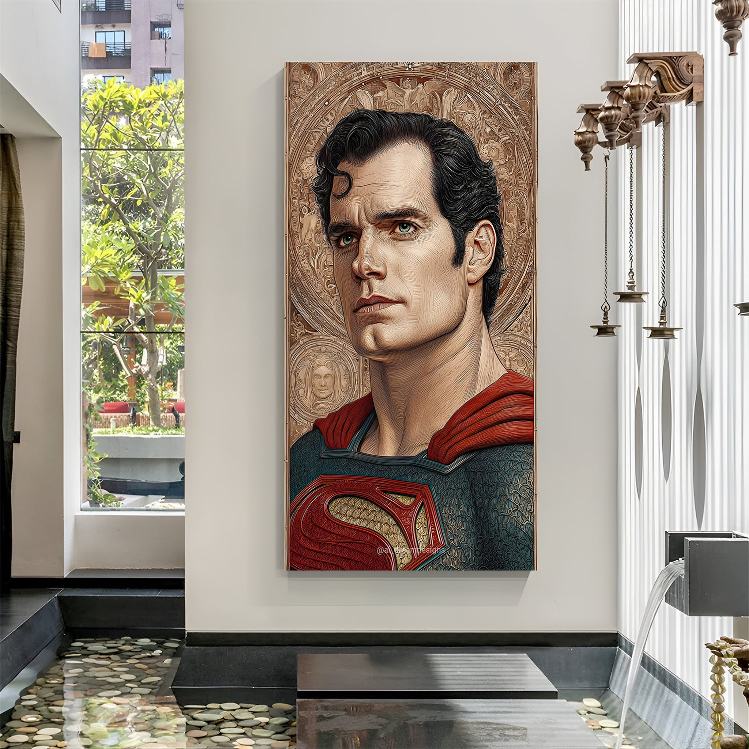 Man of Steel Legacy canvas wall decor featuring a powerful superhero portrait in premium canvas wrapped frame
