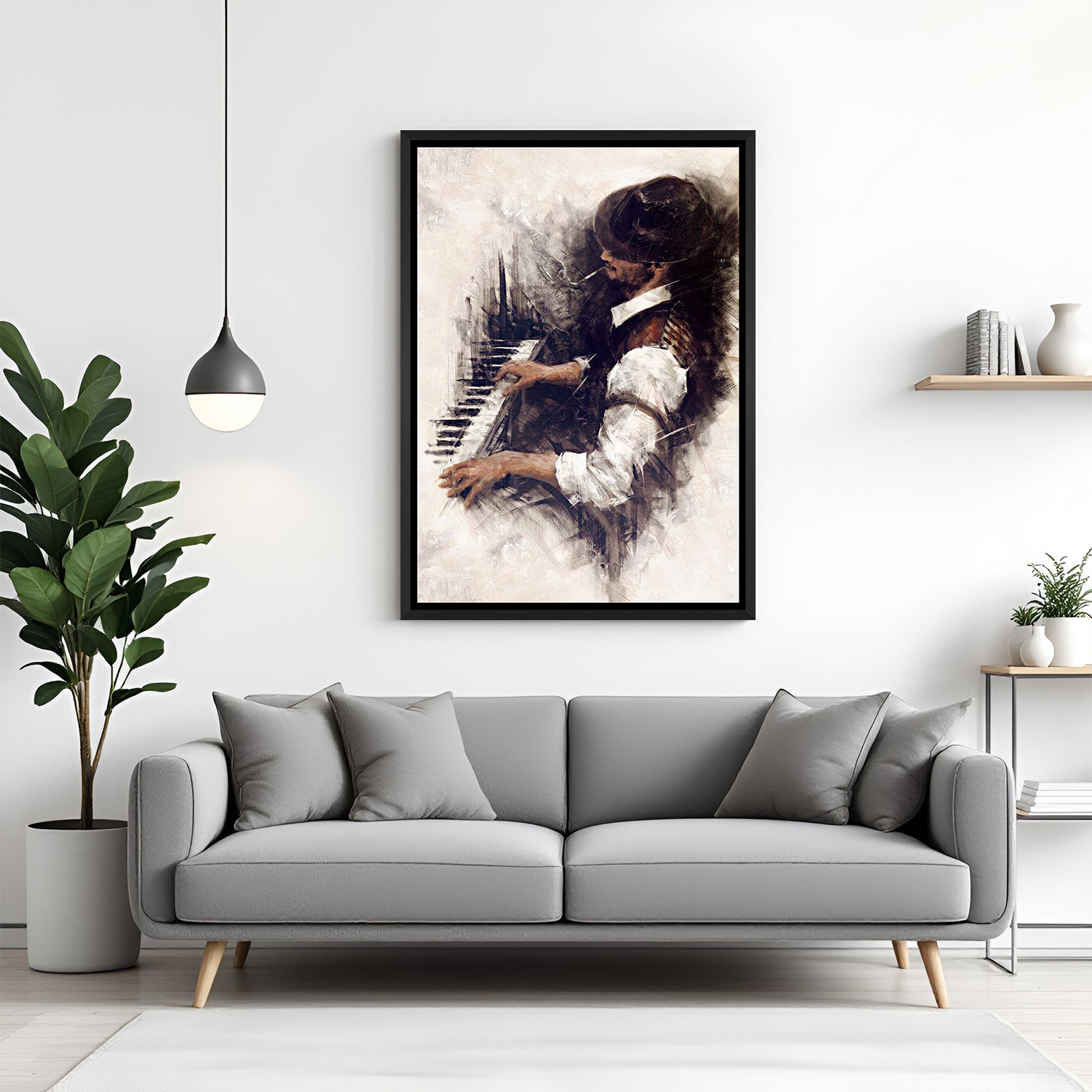 Man Playing Piano | Abstract Hand-Painted Wall Art – CIPHER SPACES