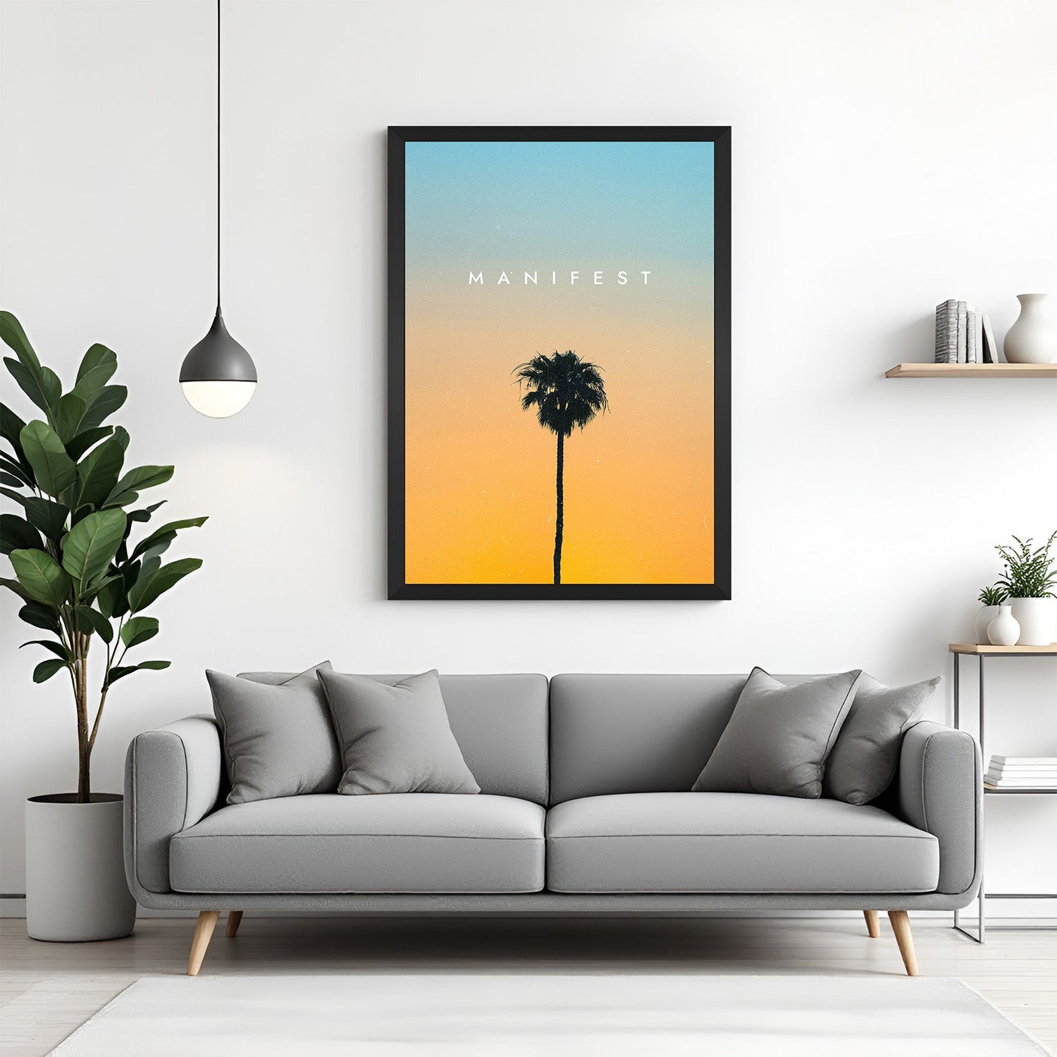 Manifest Believe and Achieve canvas wall art with black floater frame