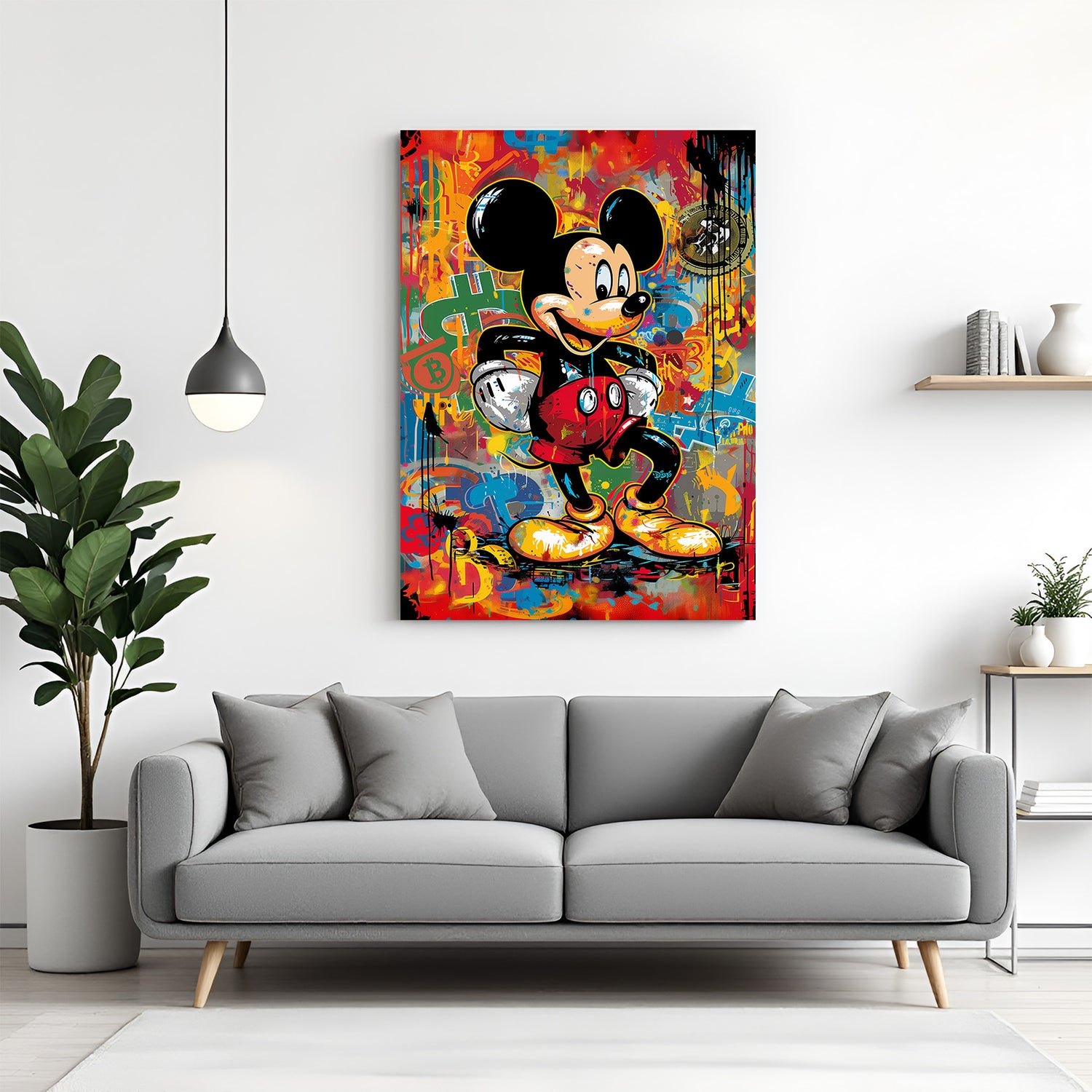 Modern wall art canvas of Mickey Mouse in bold and creative artistic style—perfect decor for playful, expressive, and pop-inspired interiors