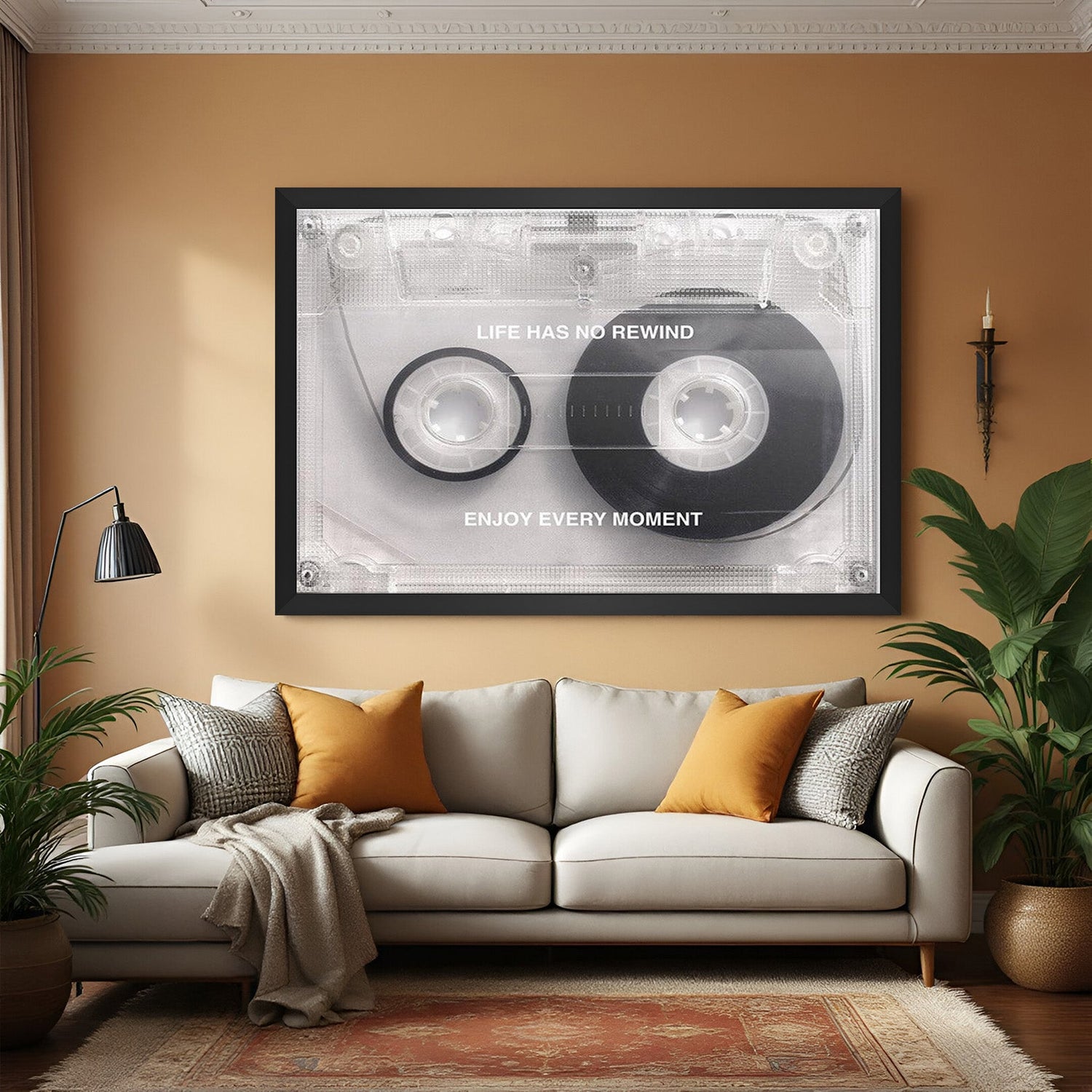 Modern CD music wall art in black floater frame for stylish home and office decor